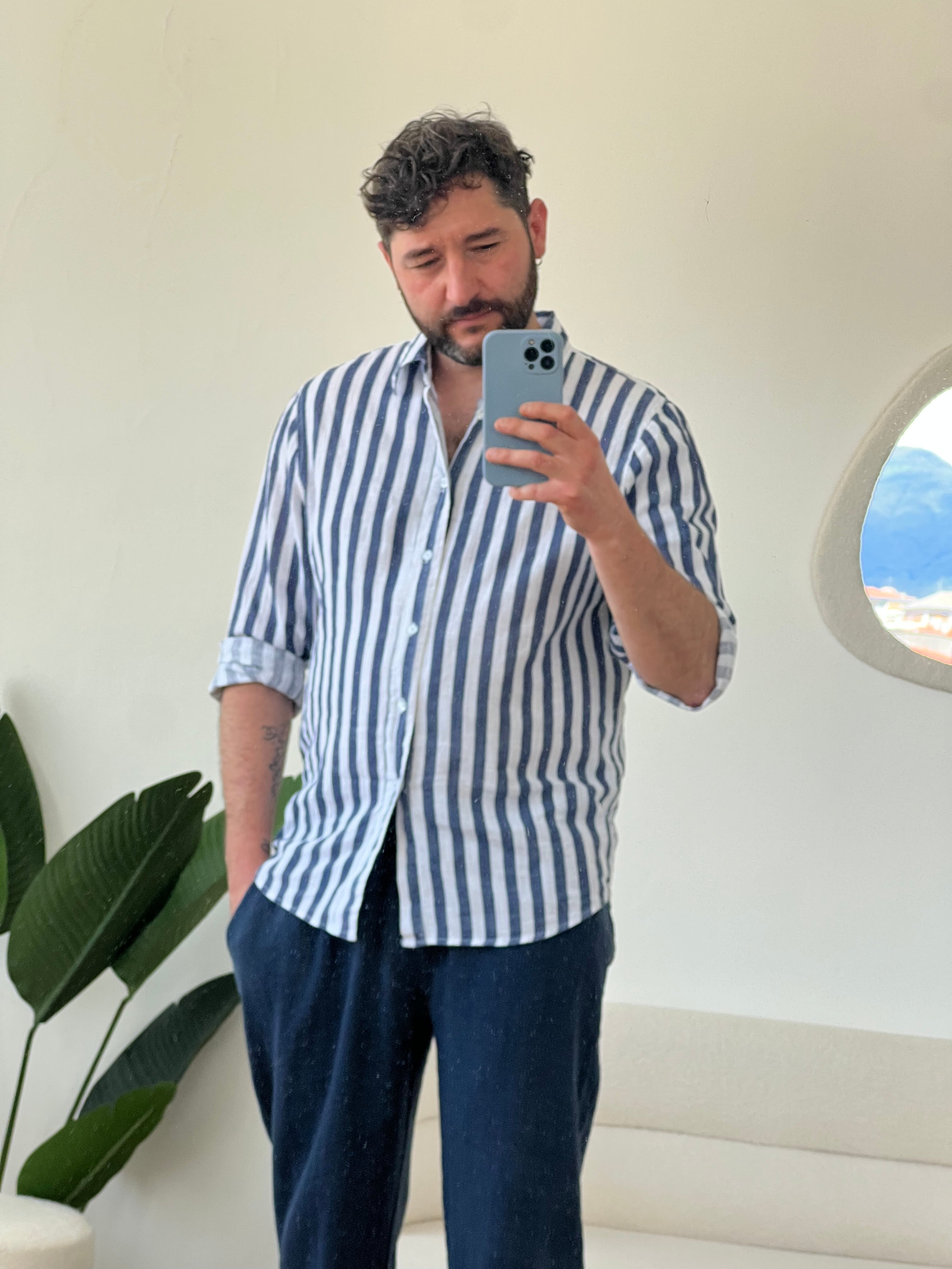 Camicia di lino a righe