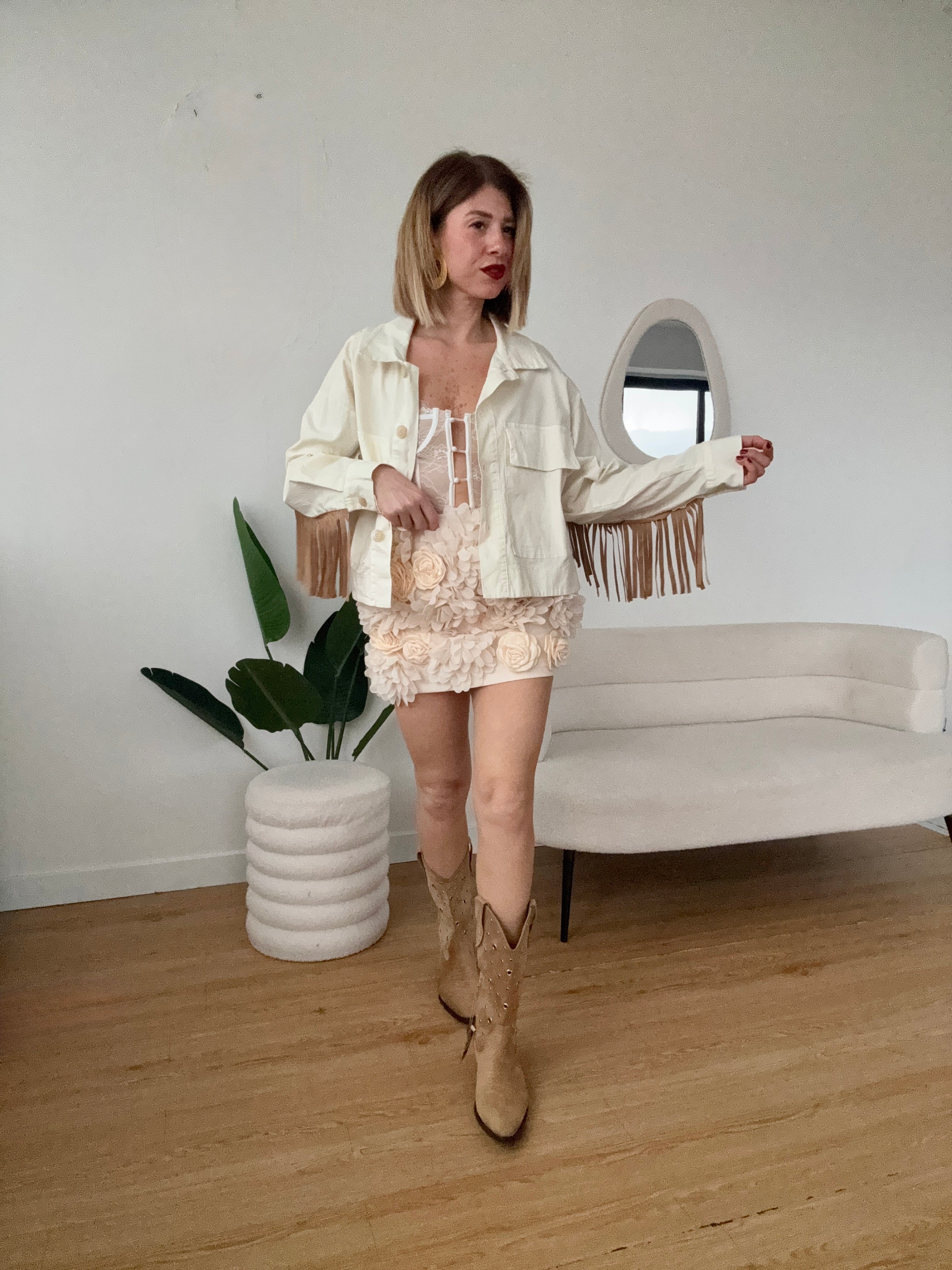 Giacca jeans con frange