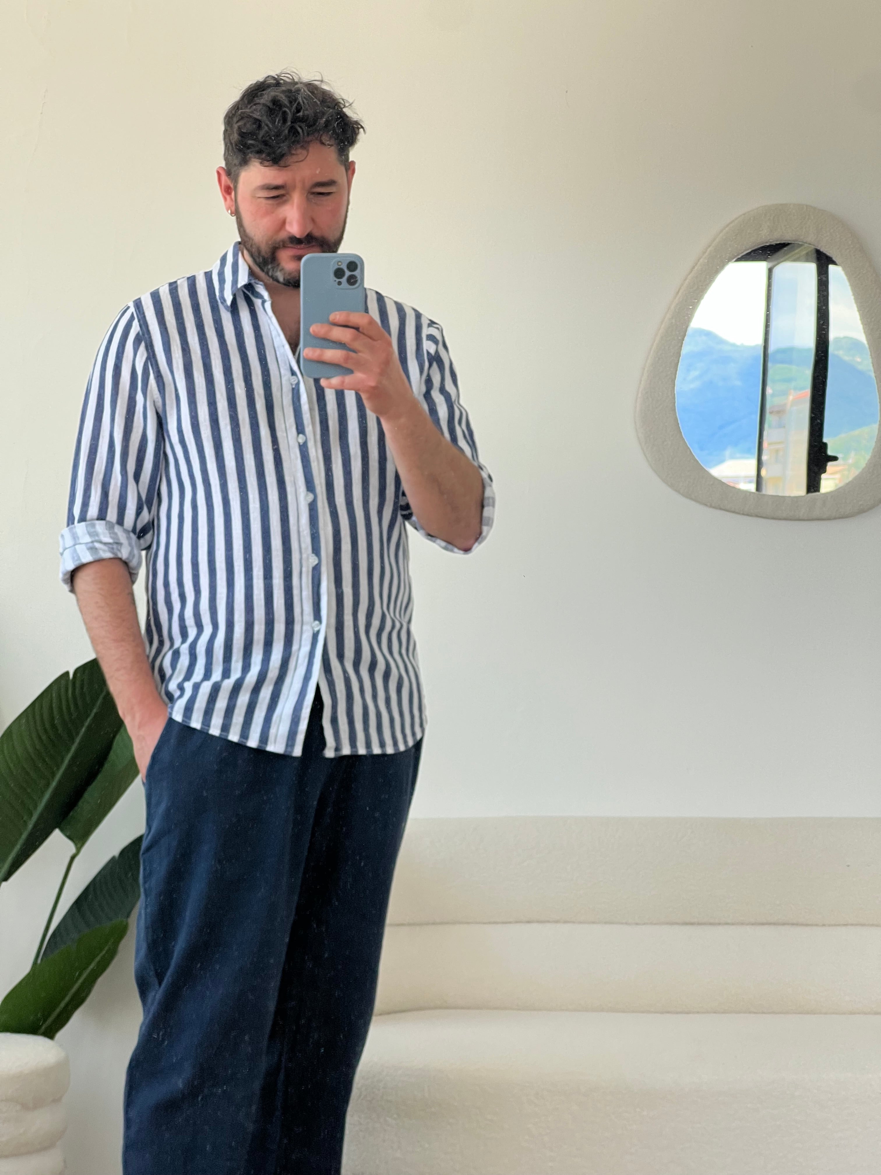 Camicia di lino a righe