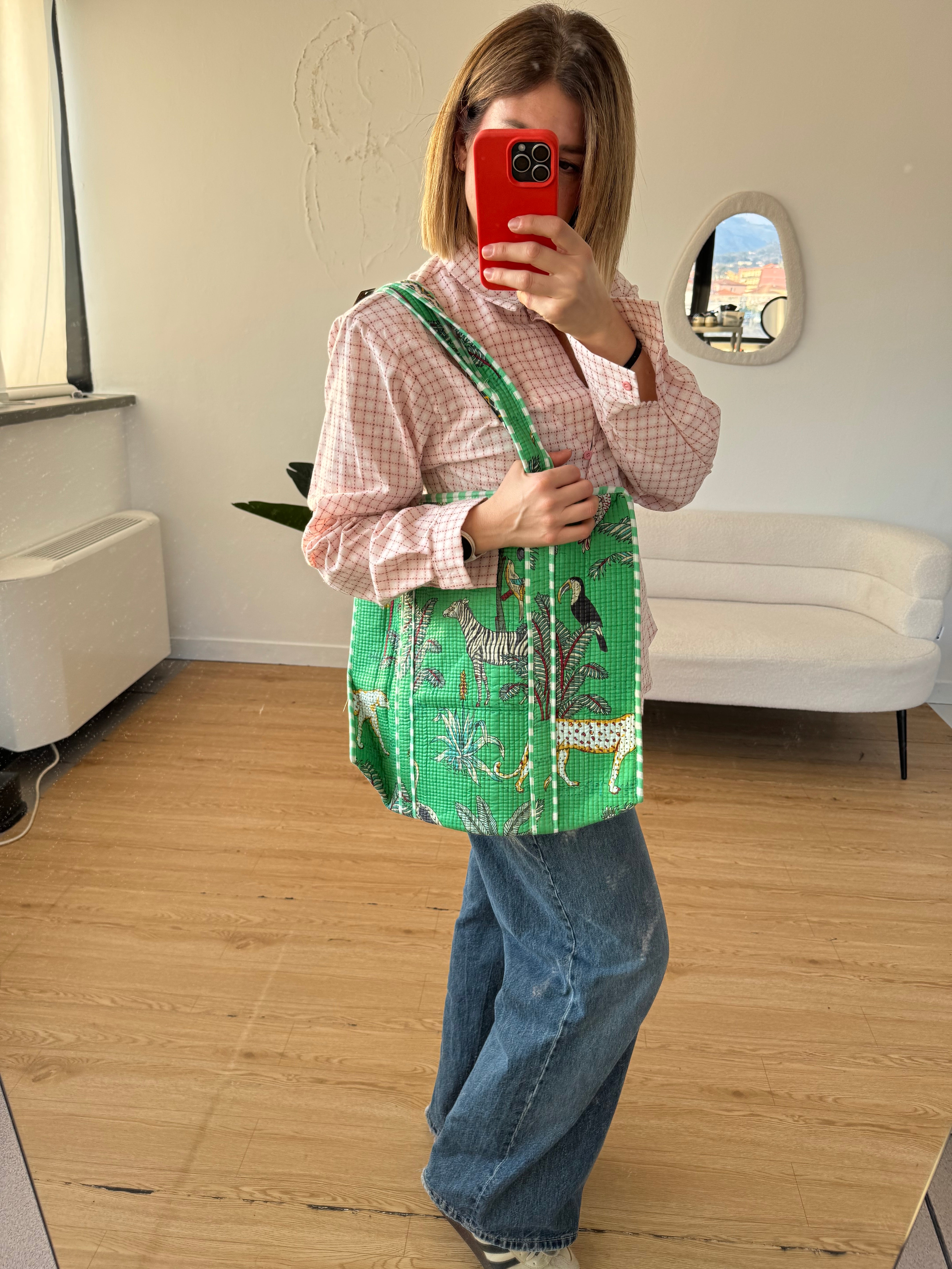 Maxi bag trapuntata verde