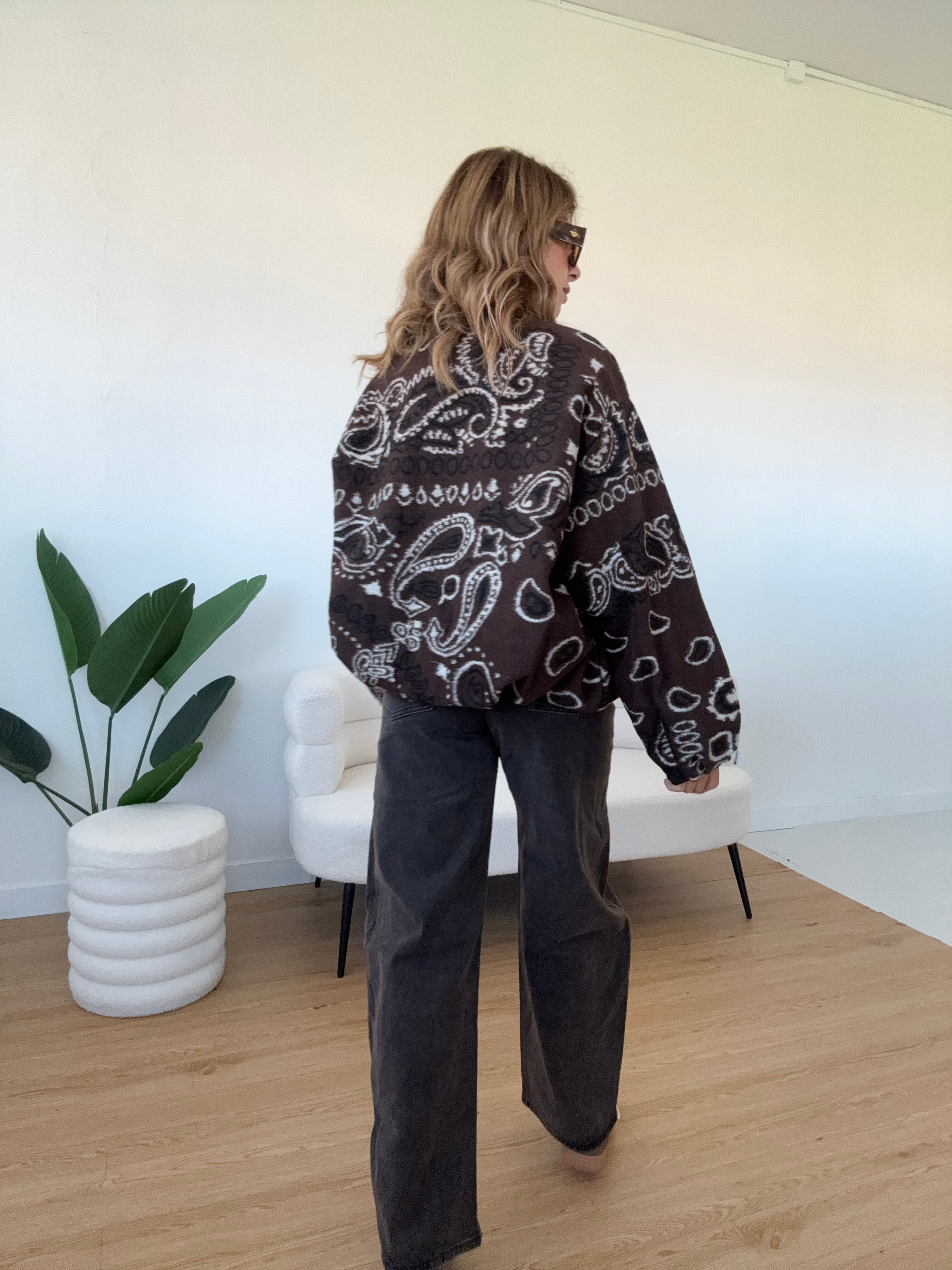 Bomber stampa cachemire marrone by Lumina
