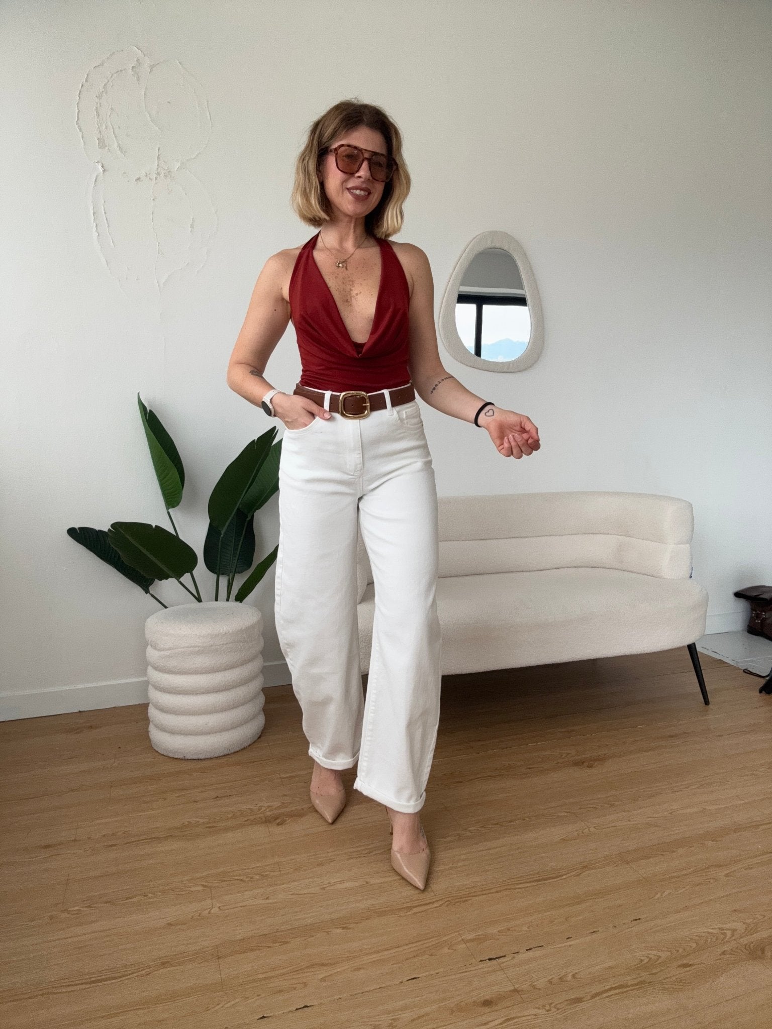 Jeans balloon con cintura marrone - G.Glamour