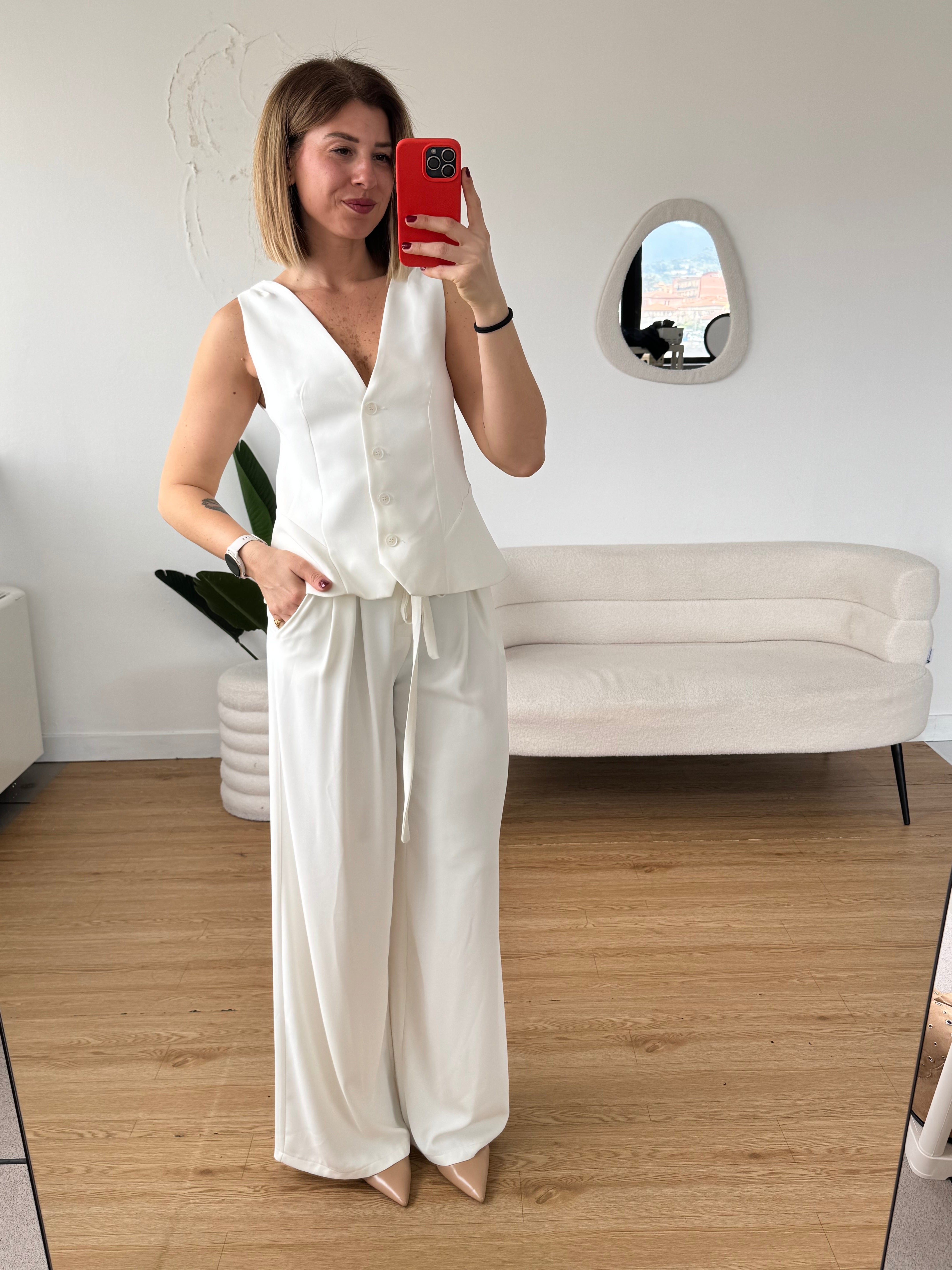 Completo bianco gilet e pantalaccio classico Lumina