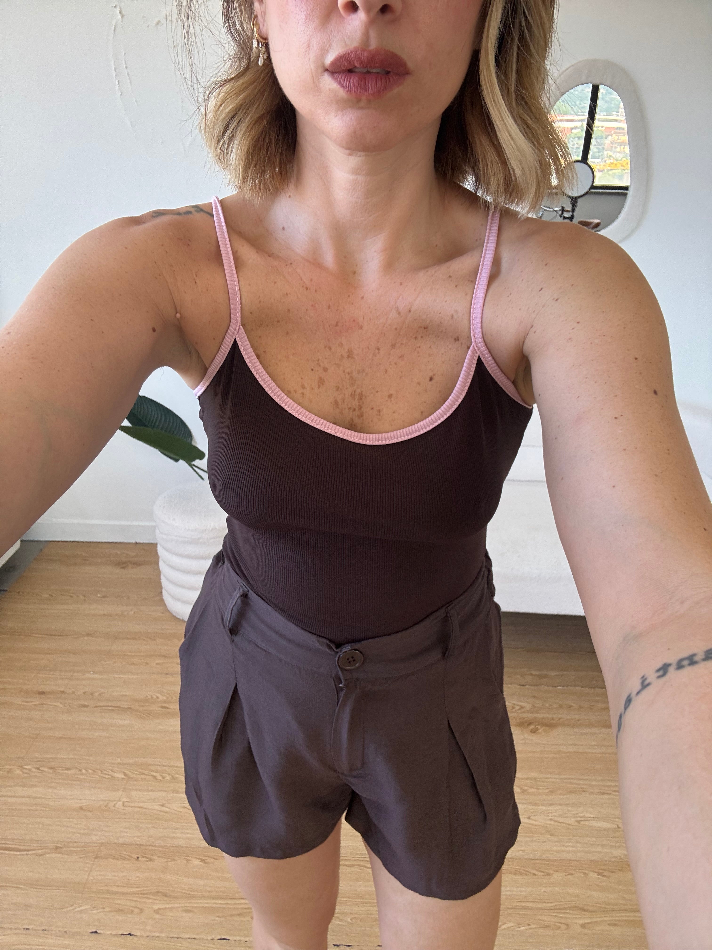 Body costine con bordi a contrasto