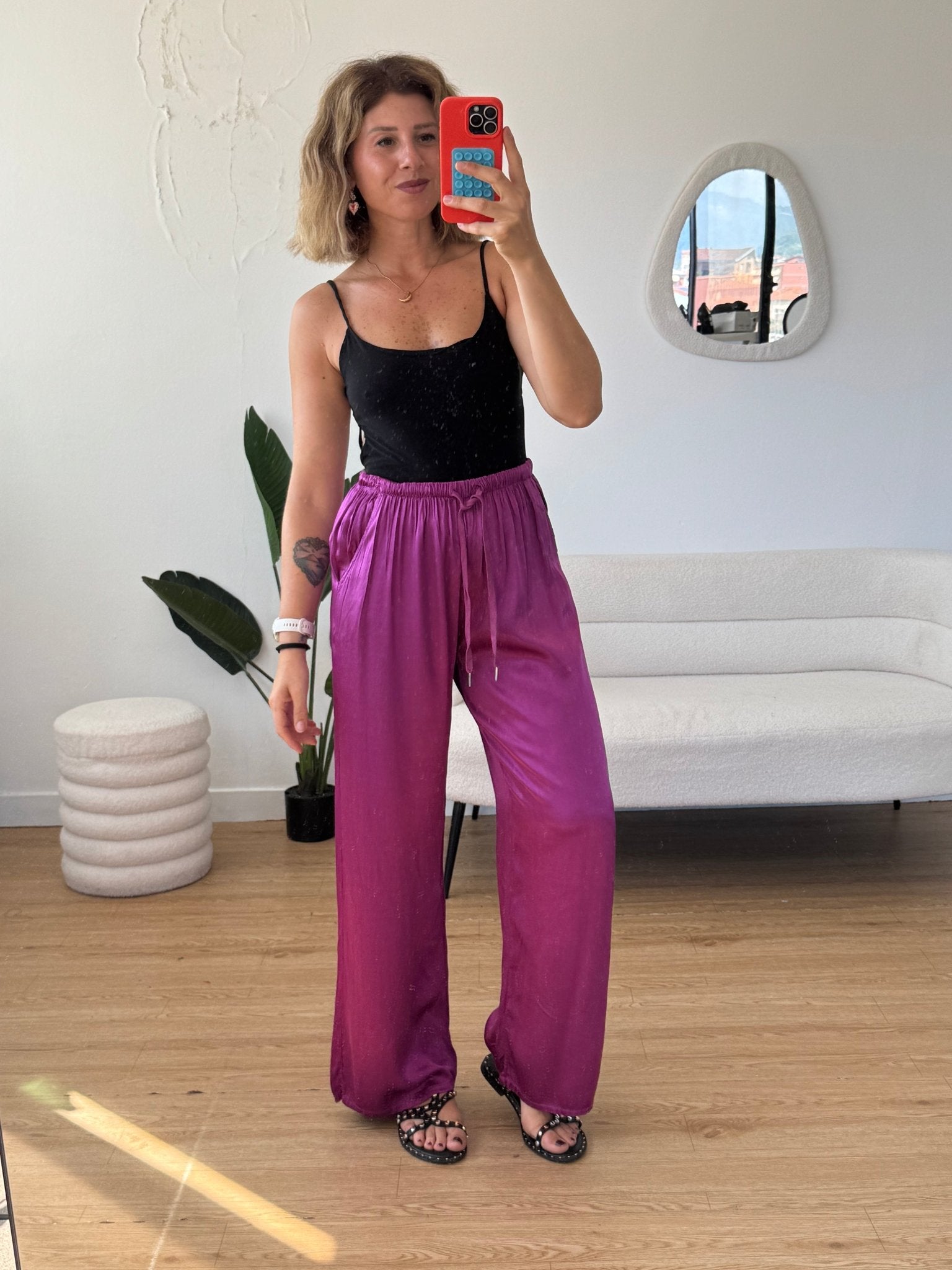 Pantalaccio effetto seta a palazzo new colors - G.Glamour
