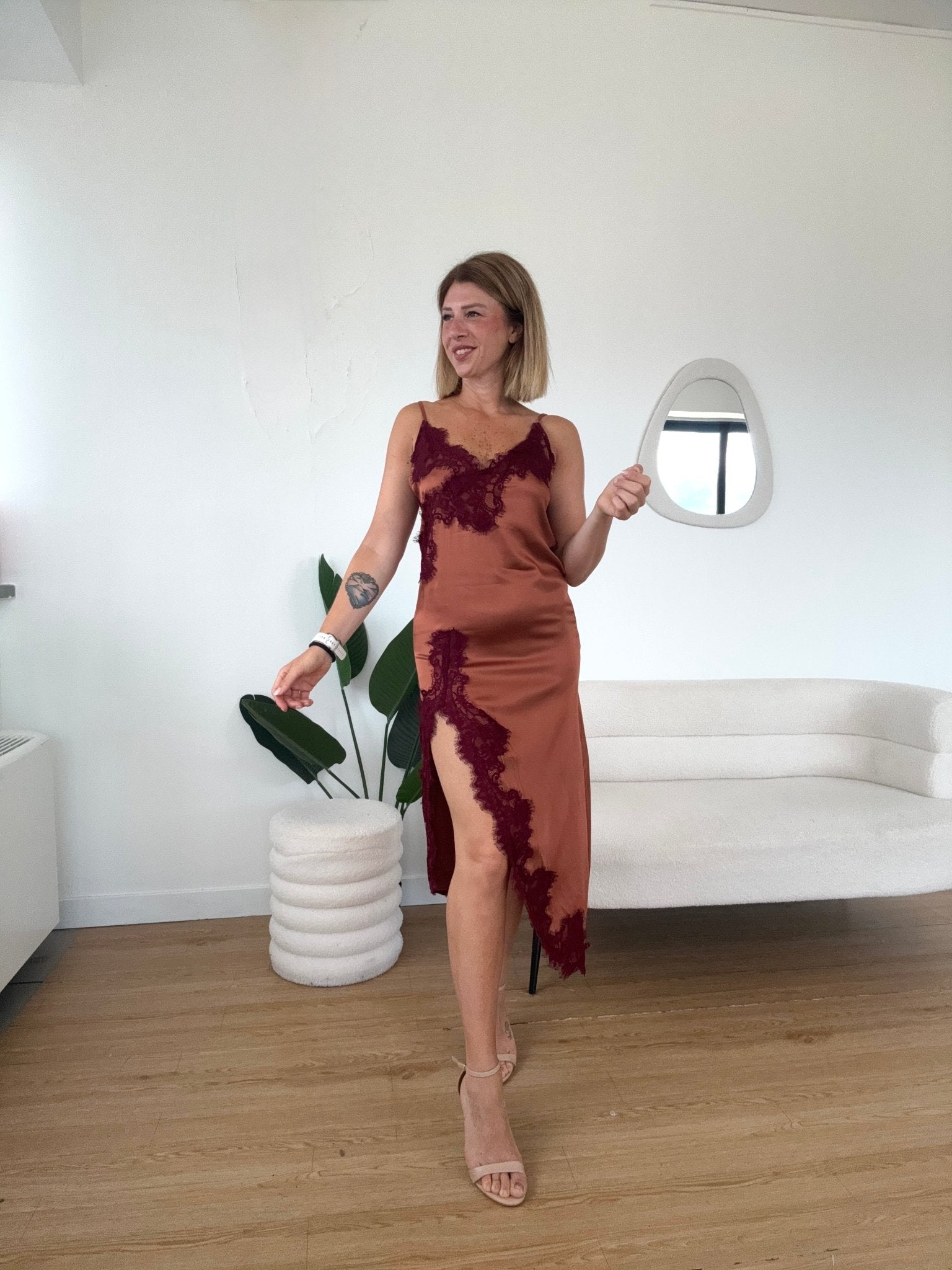 Abito effetto seta midi con pizzo by Lumina - G.Glamour