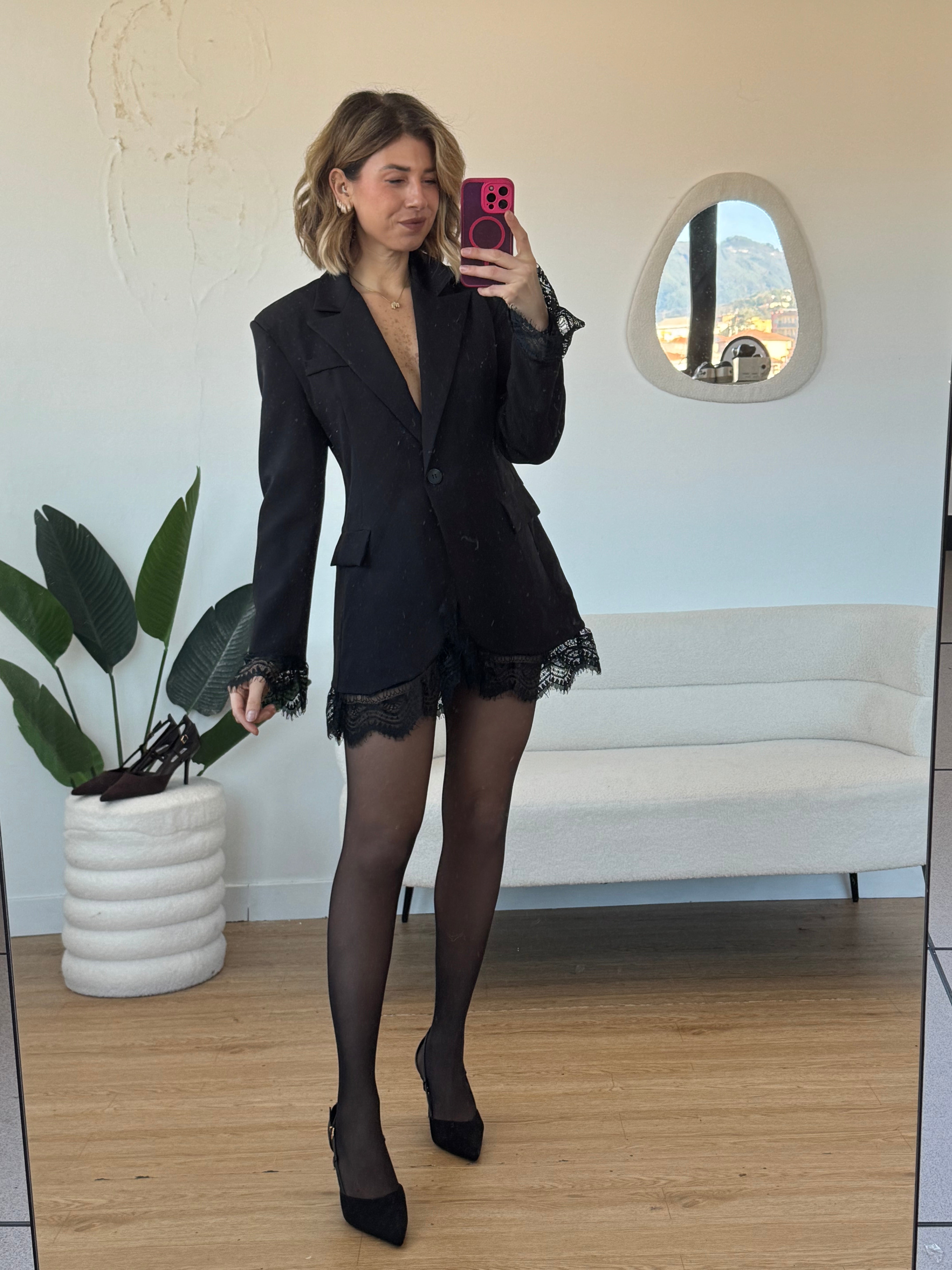 Abito blazer con pizzo