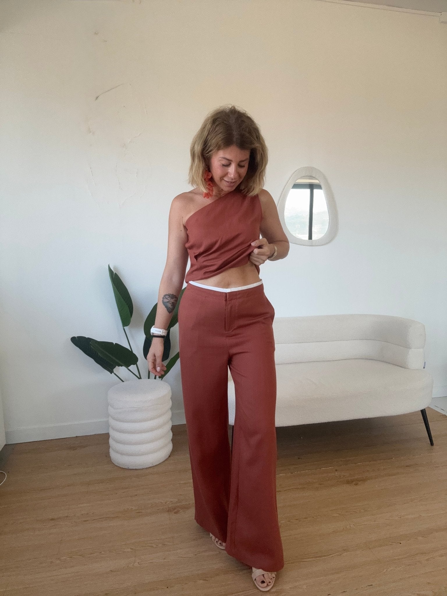 Pantaloni a palazzo by Lumina in lino completo Denise - G.Glamour