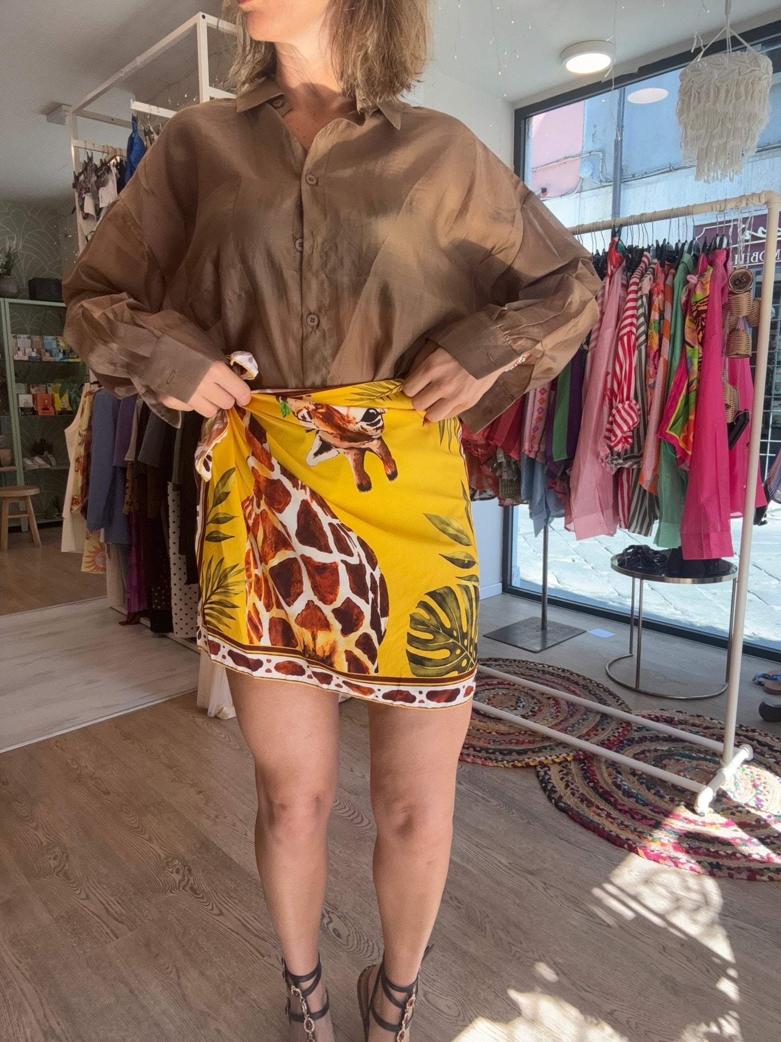 Gonna pareo stampa giraffa gialla - G.Glamour