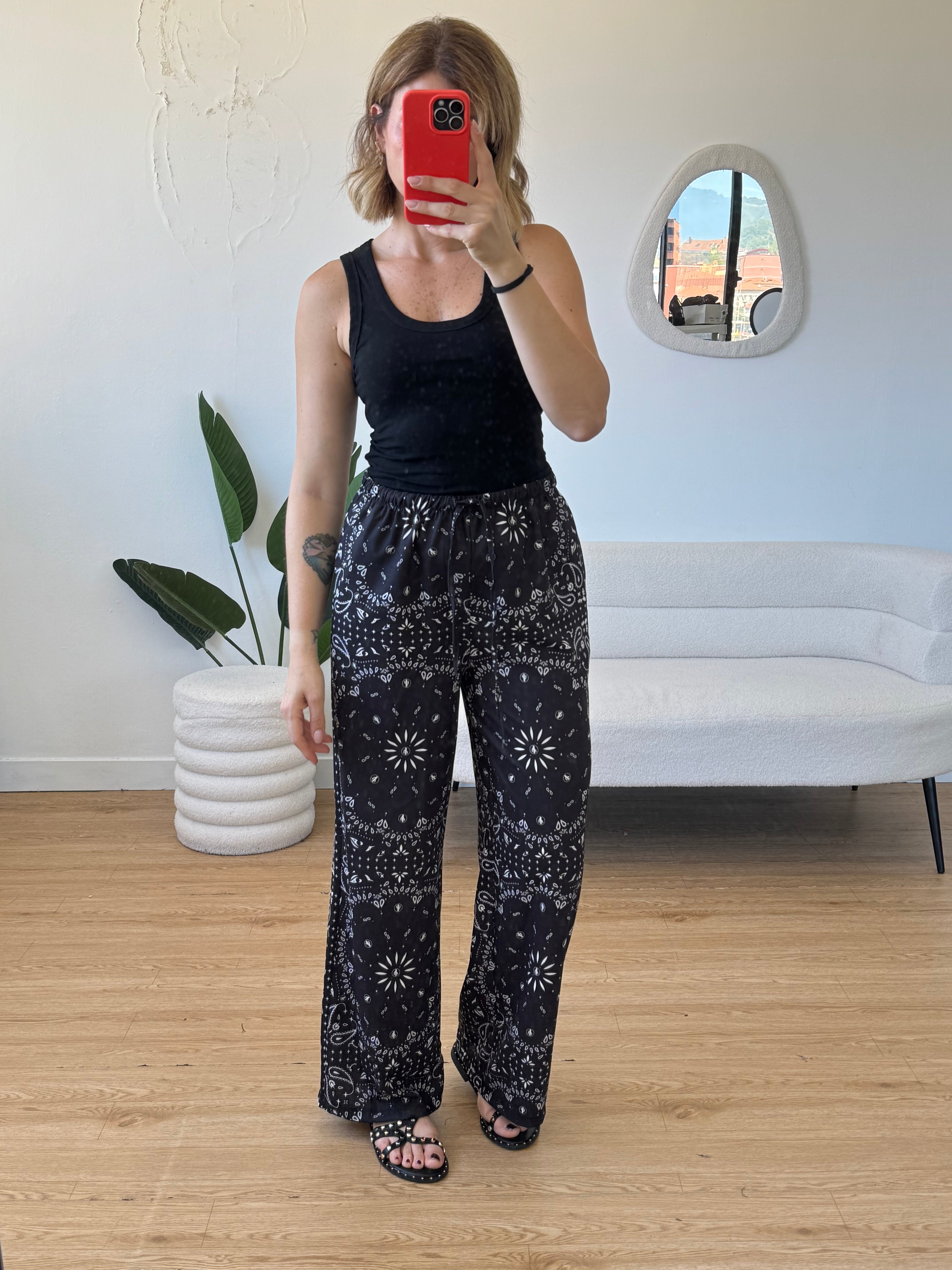 Pantaloni a palazzo stampa bandana