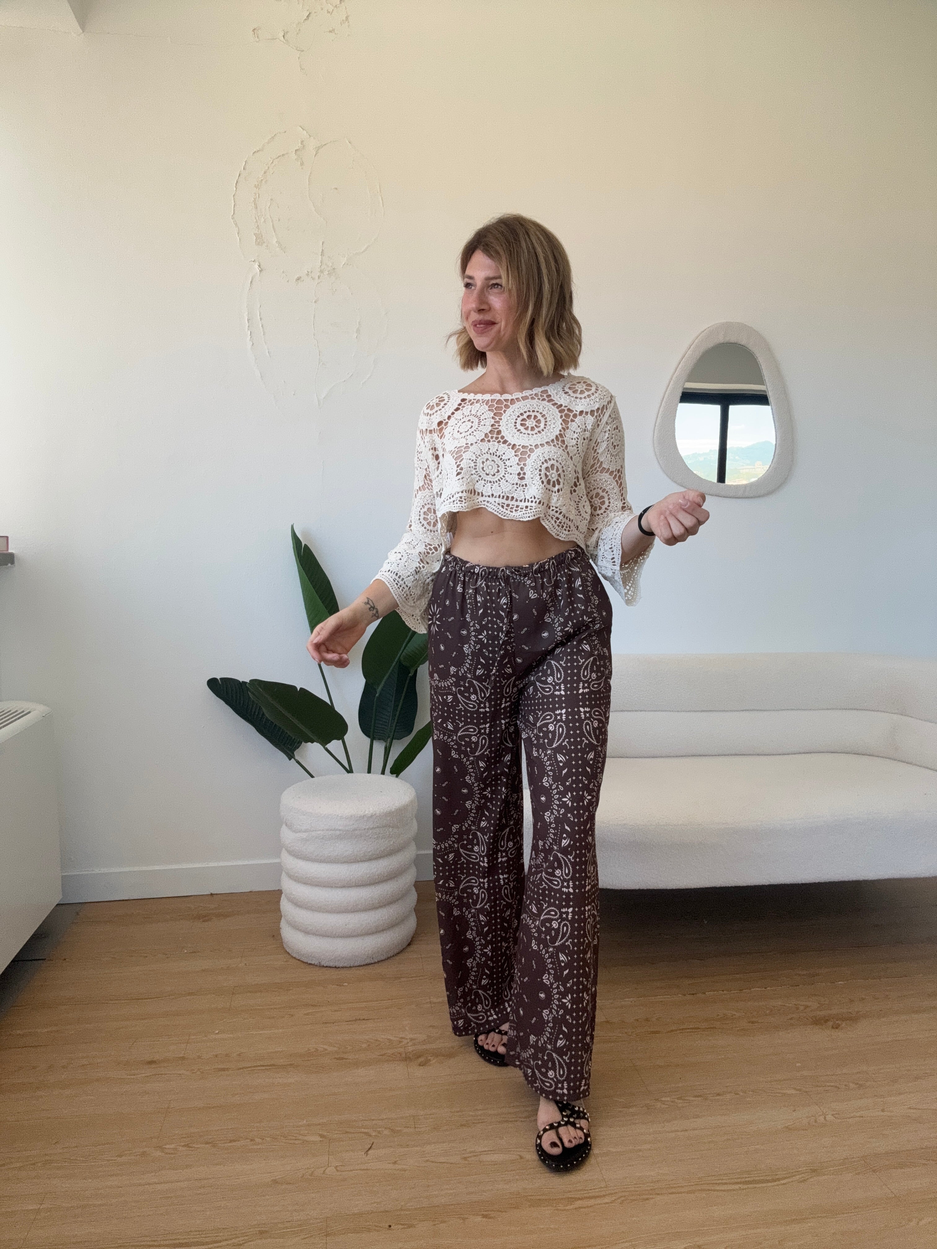 Pantaloni a palazzo stampa bandana