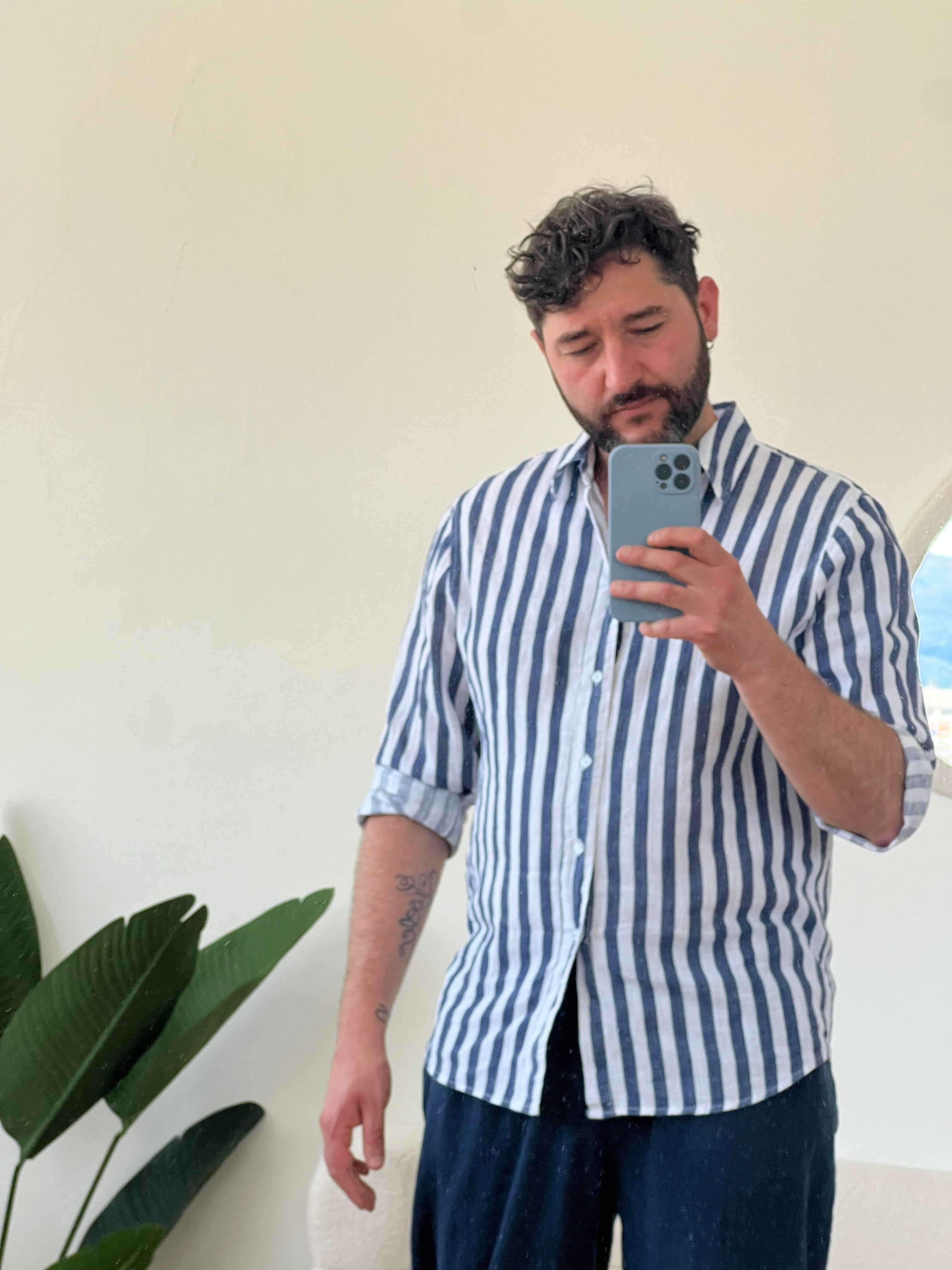 Camicia di lino a righe
