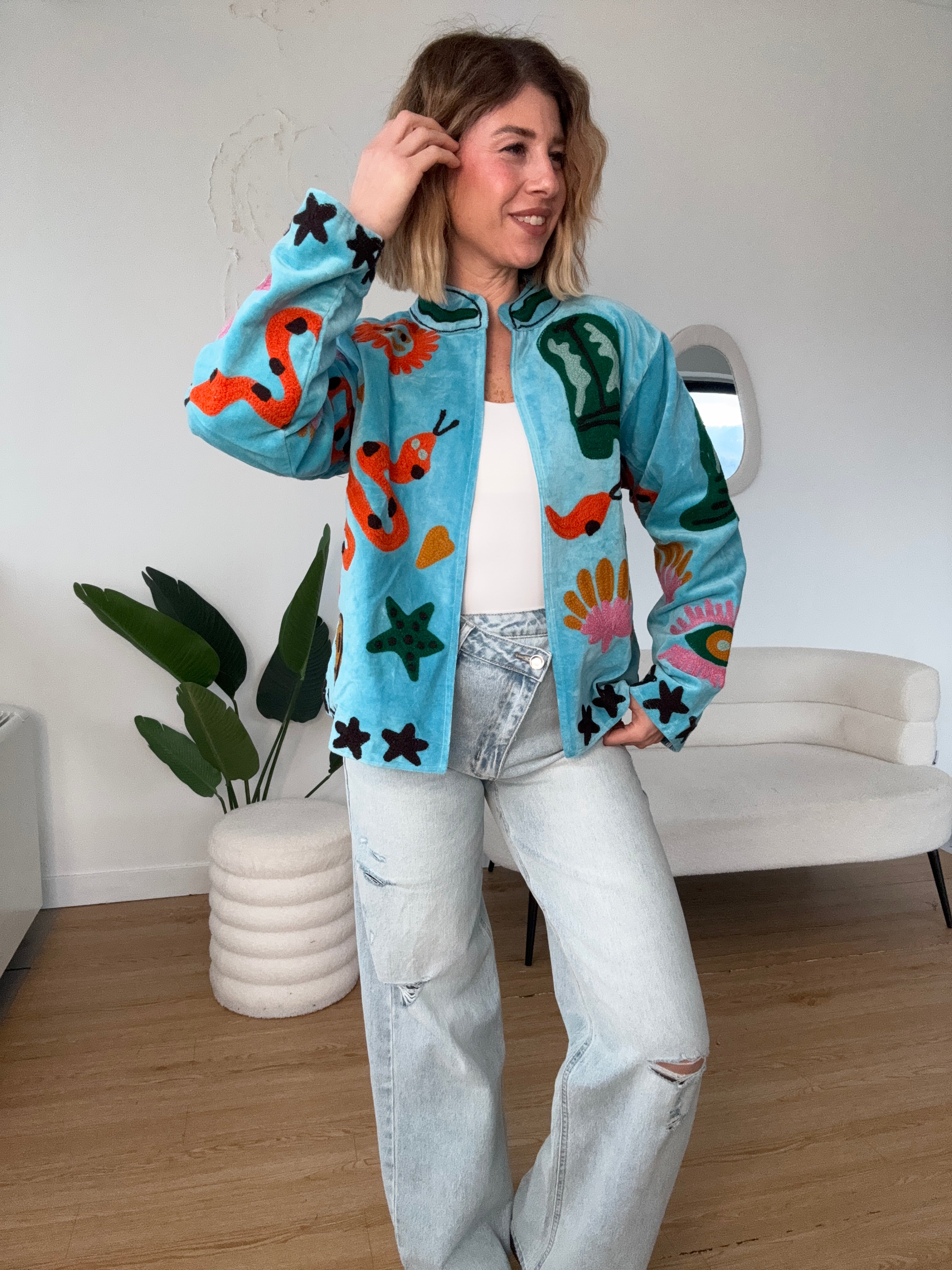 Giacca ricamata con fodera QUATTRO