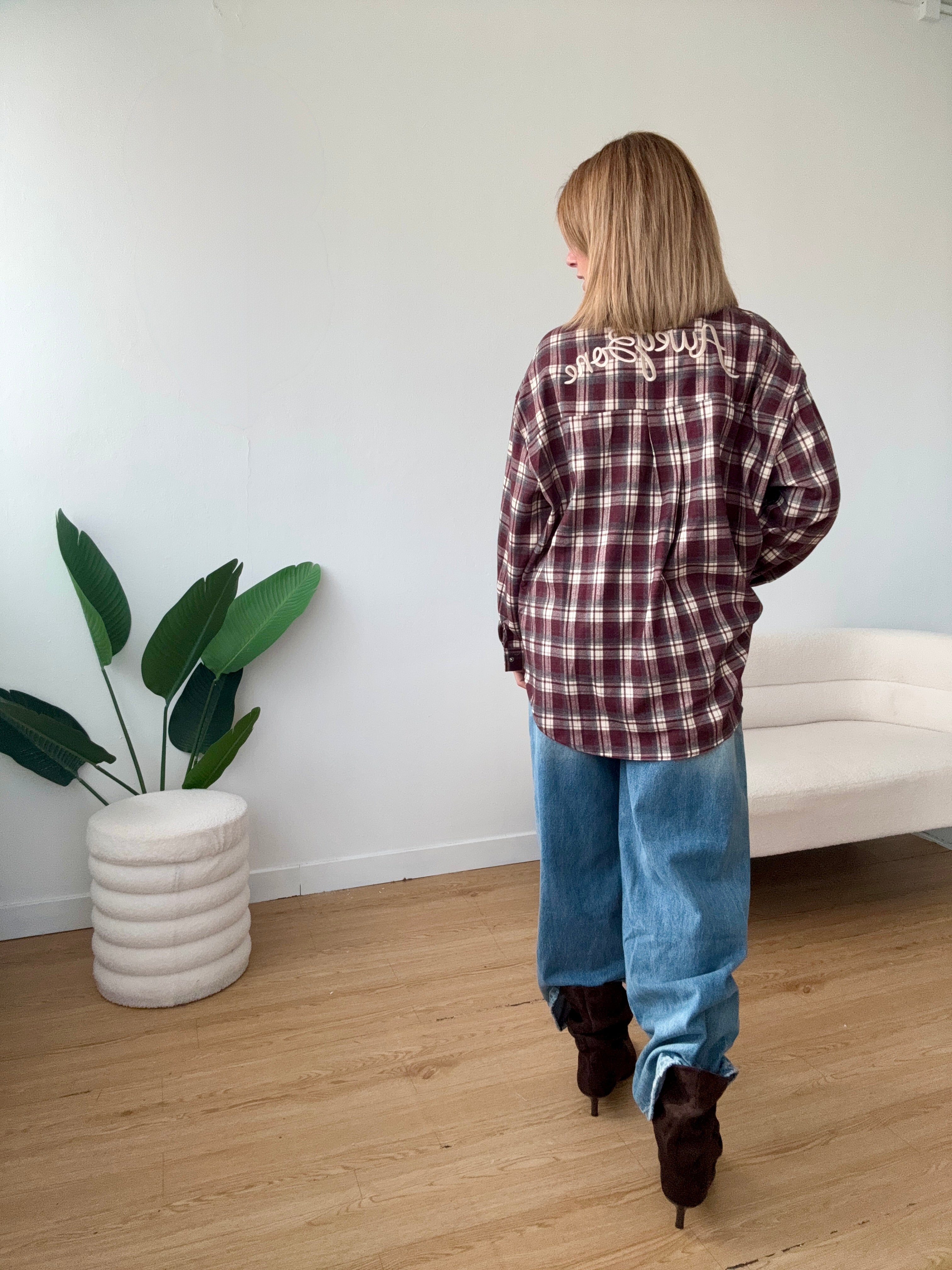 Camicia a quadri over con spille removibili