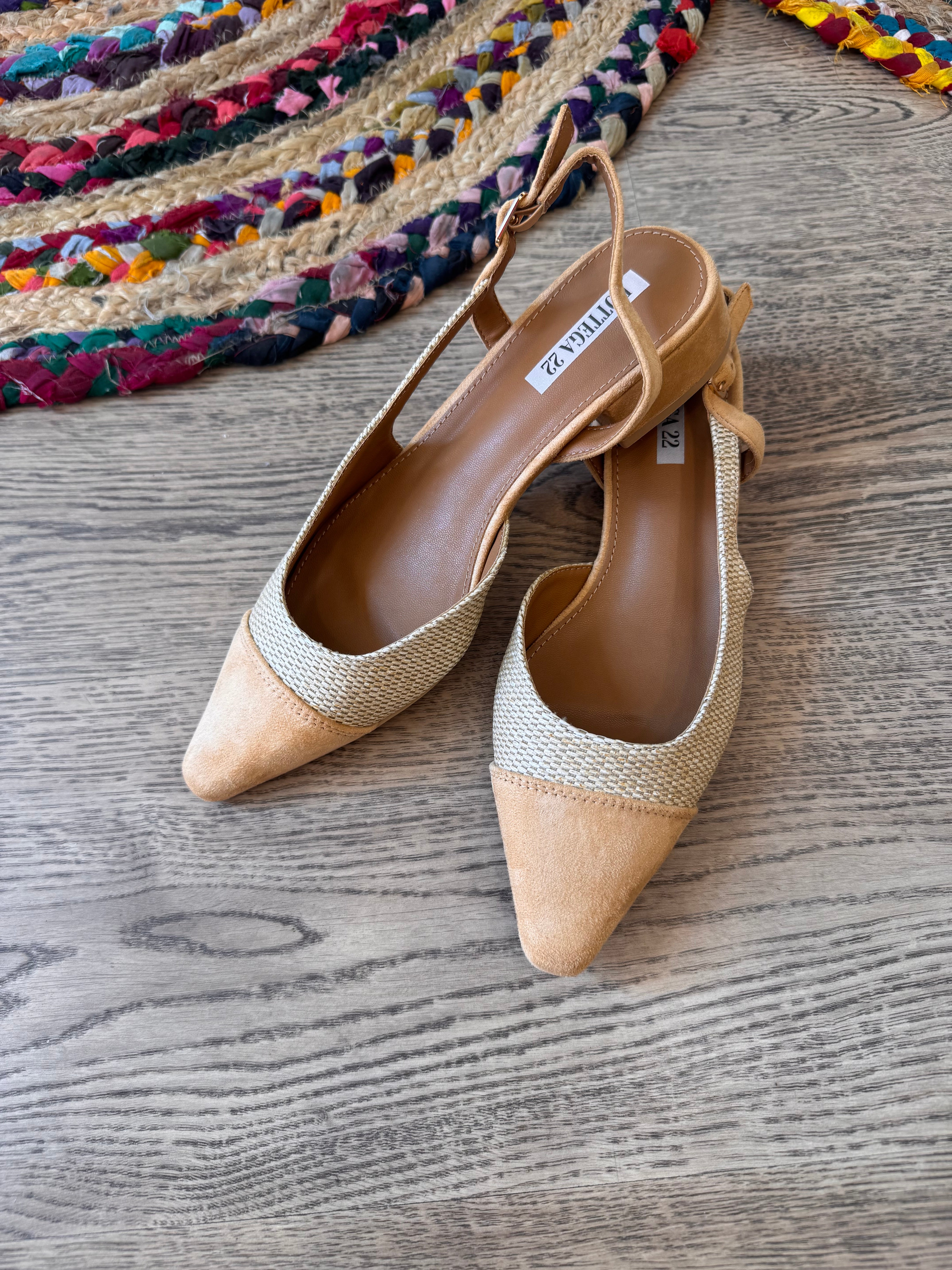 Slingback rattan punta scamosciata