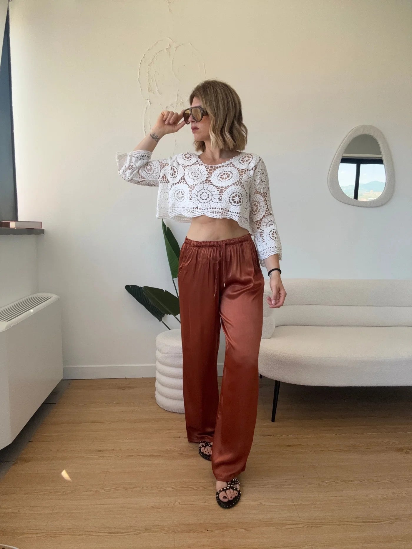 Pantalaccio effetto seta a palazzo new colors - G.Glamour