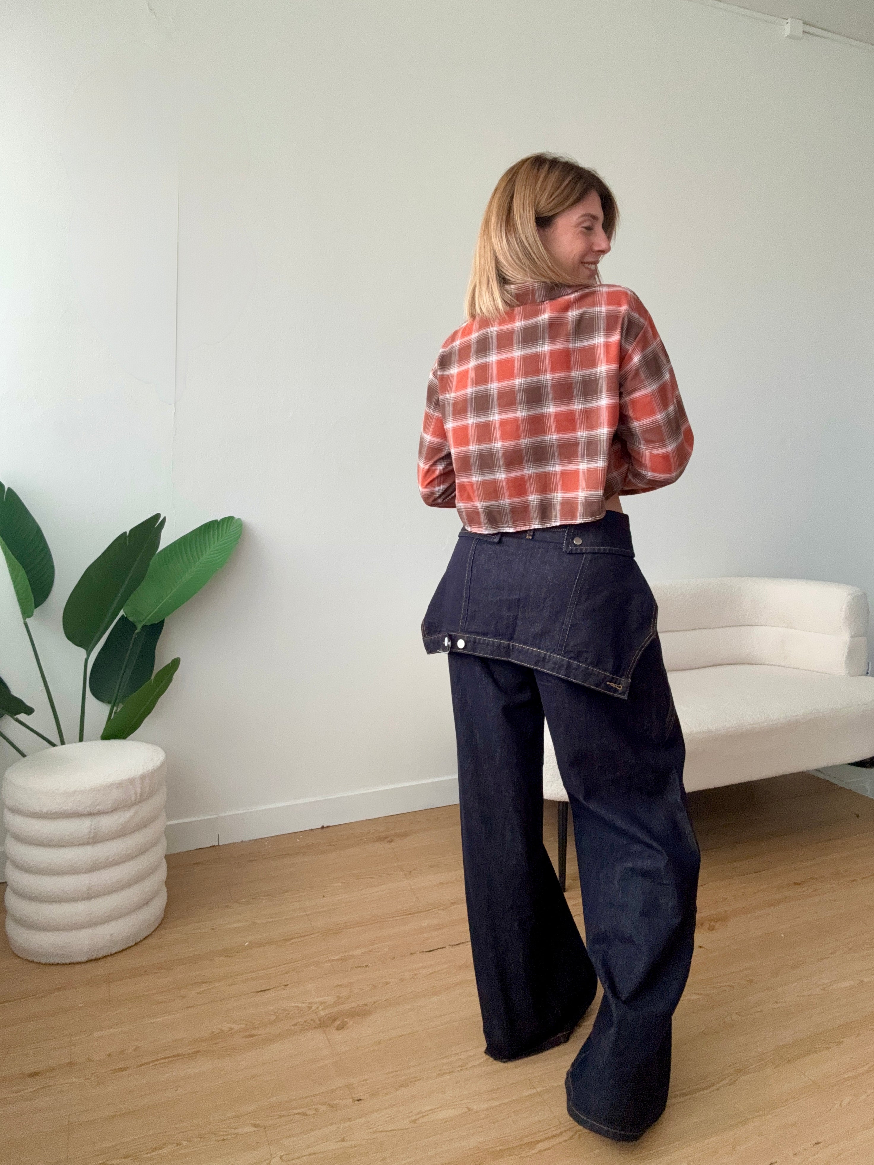 Jeans cintura effetto salopette
