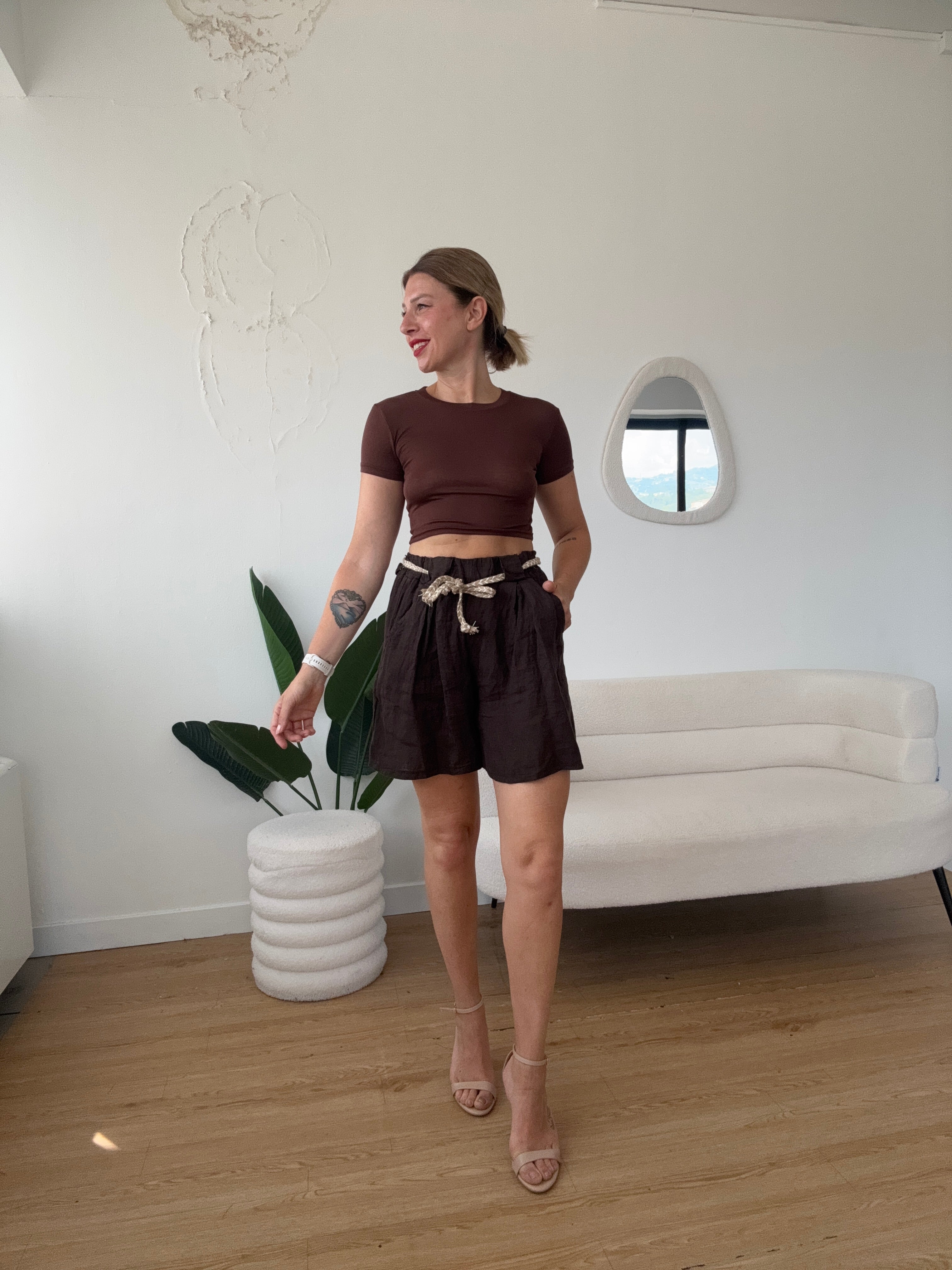 Shorts 100% lino lunghezza media