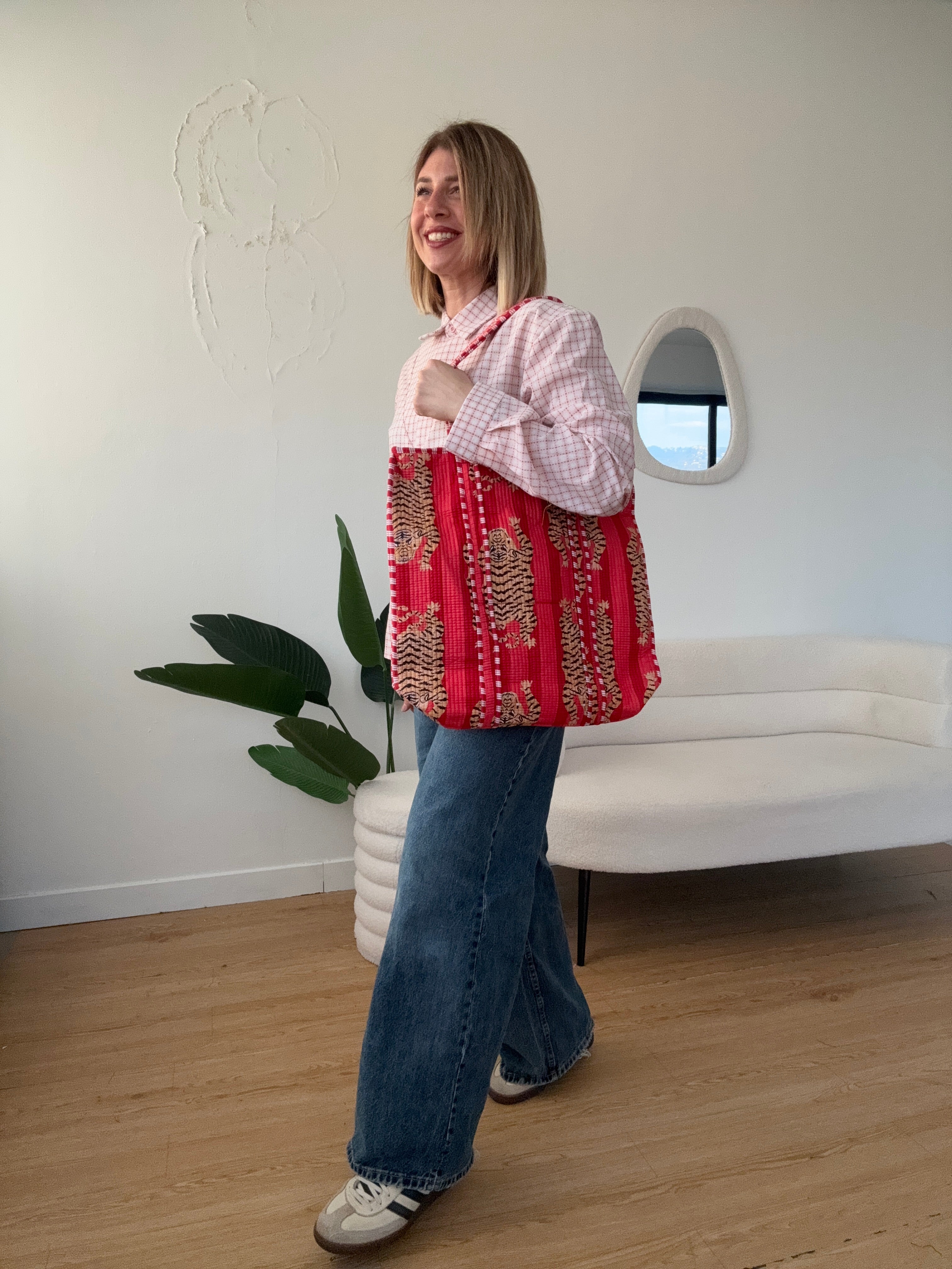 Maxi bag trapuntata rossa