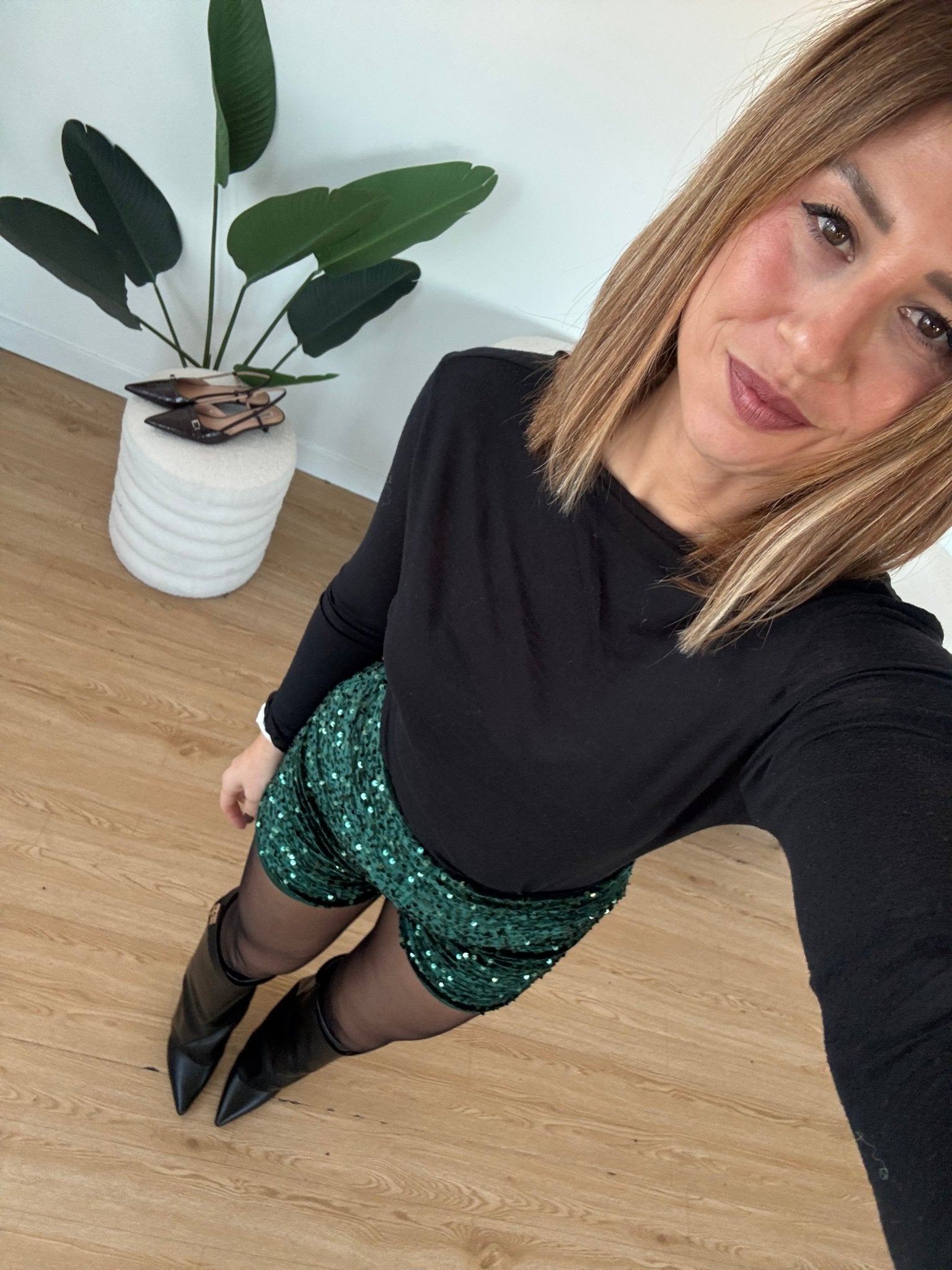 Shorts paillettes e velluto - G.Glamour