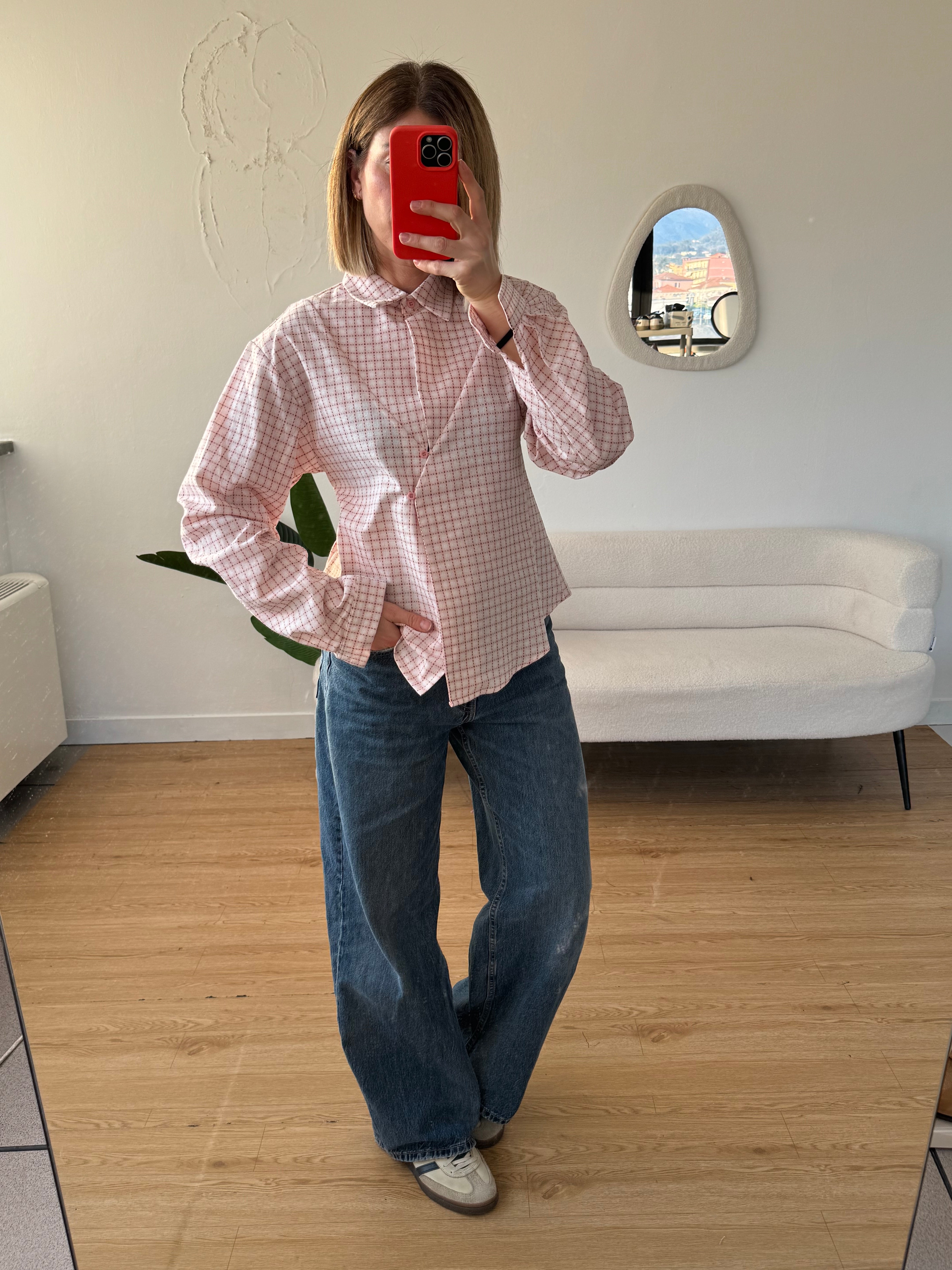 Camicia a quadretti bottoni asimmetrici