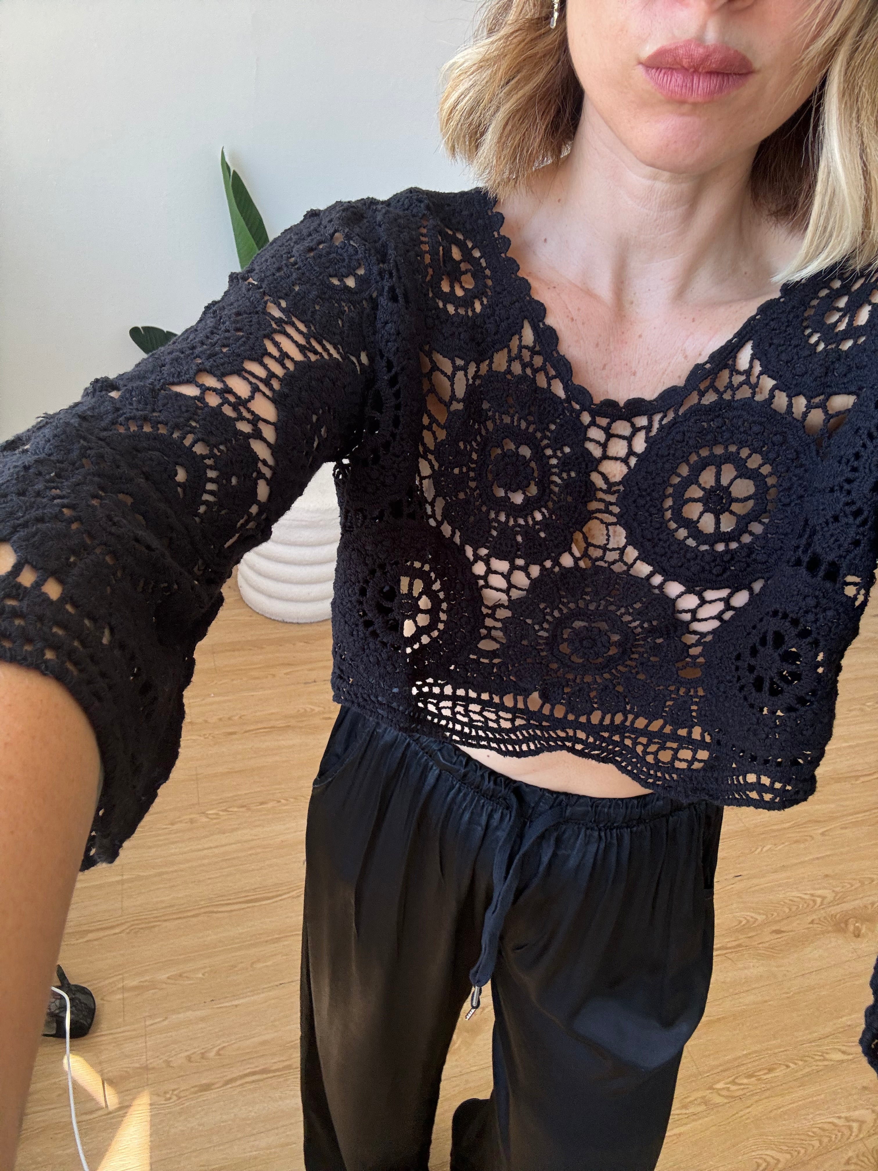 Top crochet manica a campana