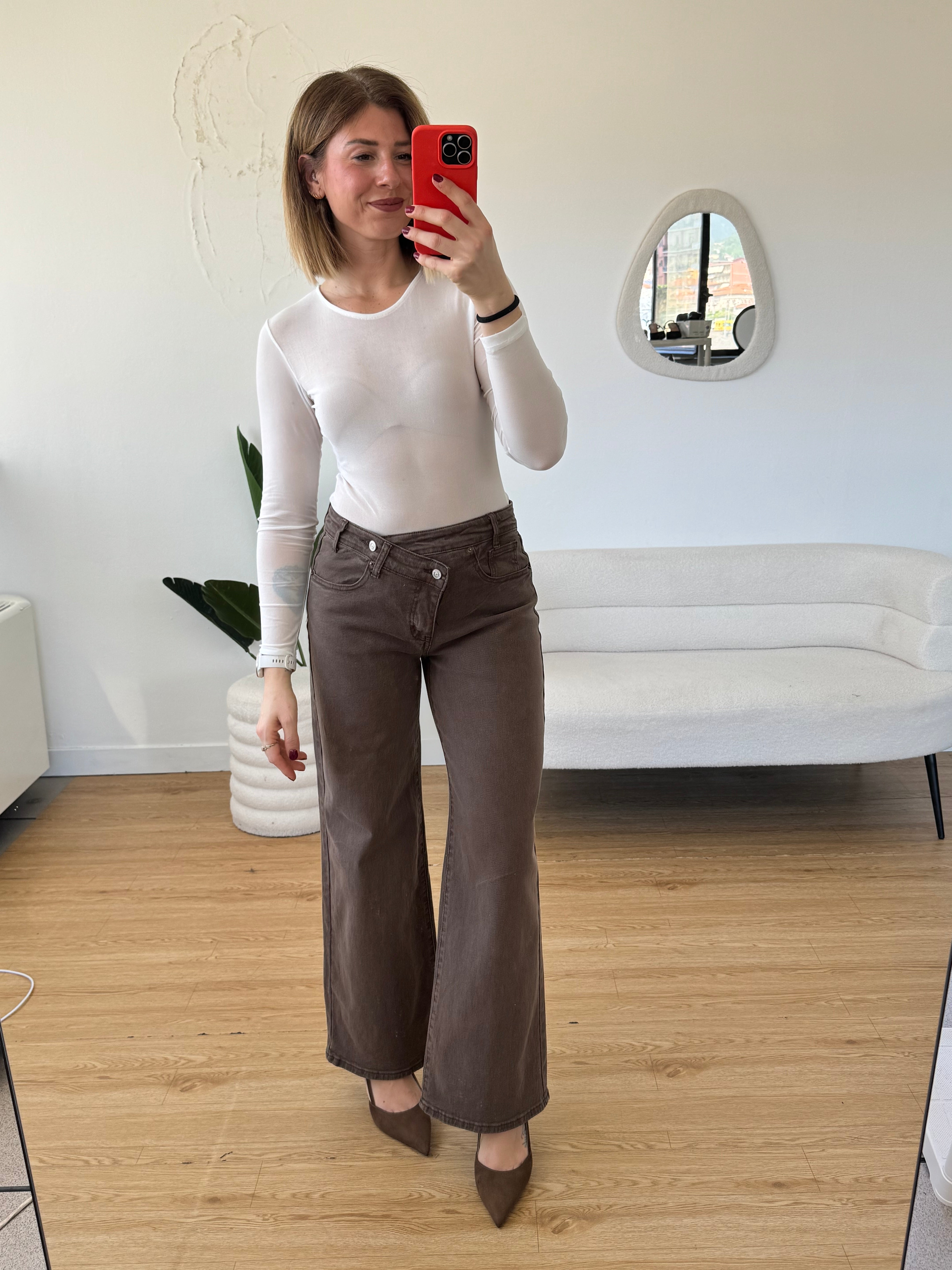 Body bianco semitrasparente manica lunga