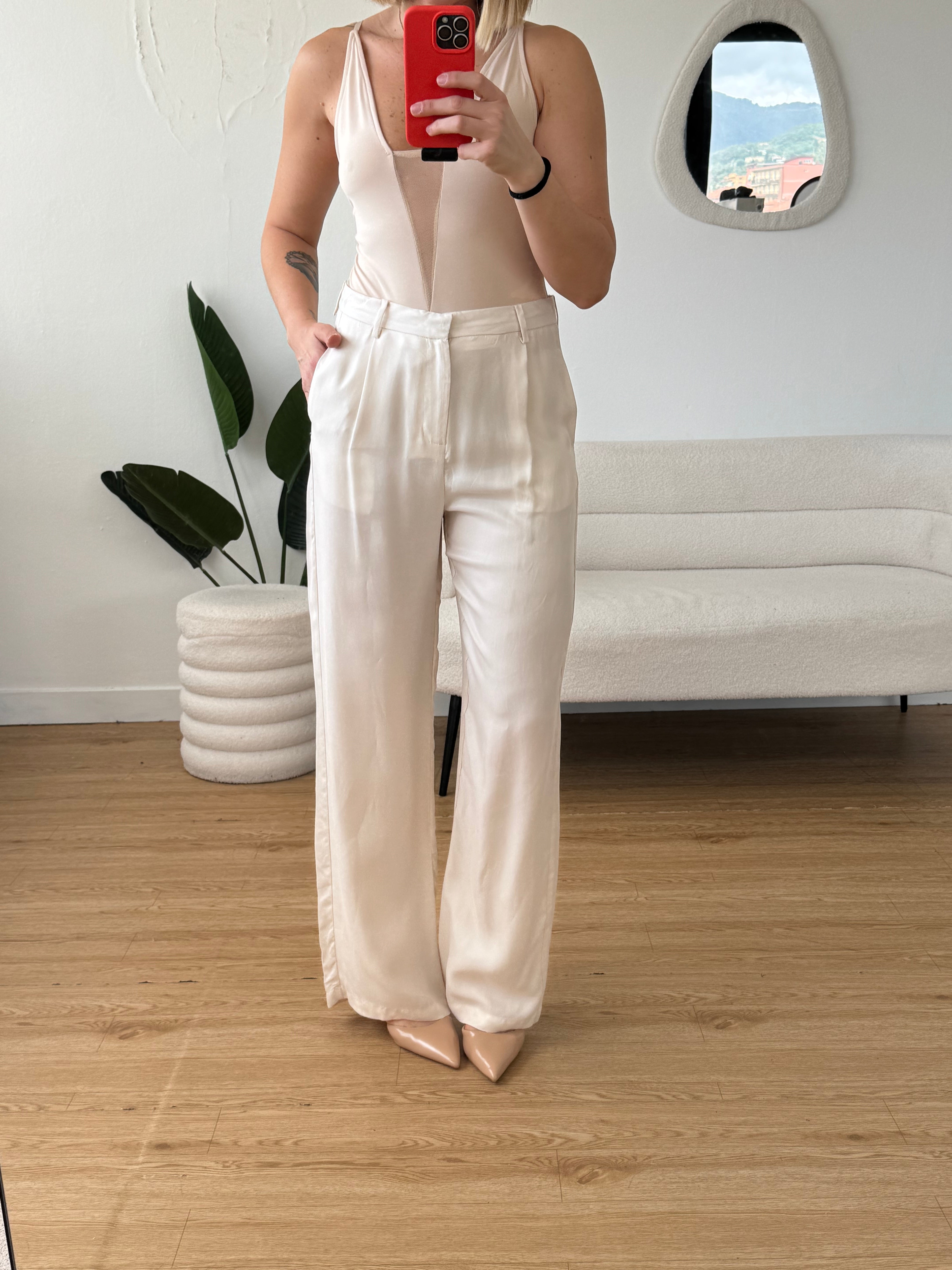 Pantaloni leggeri panna Lumina