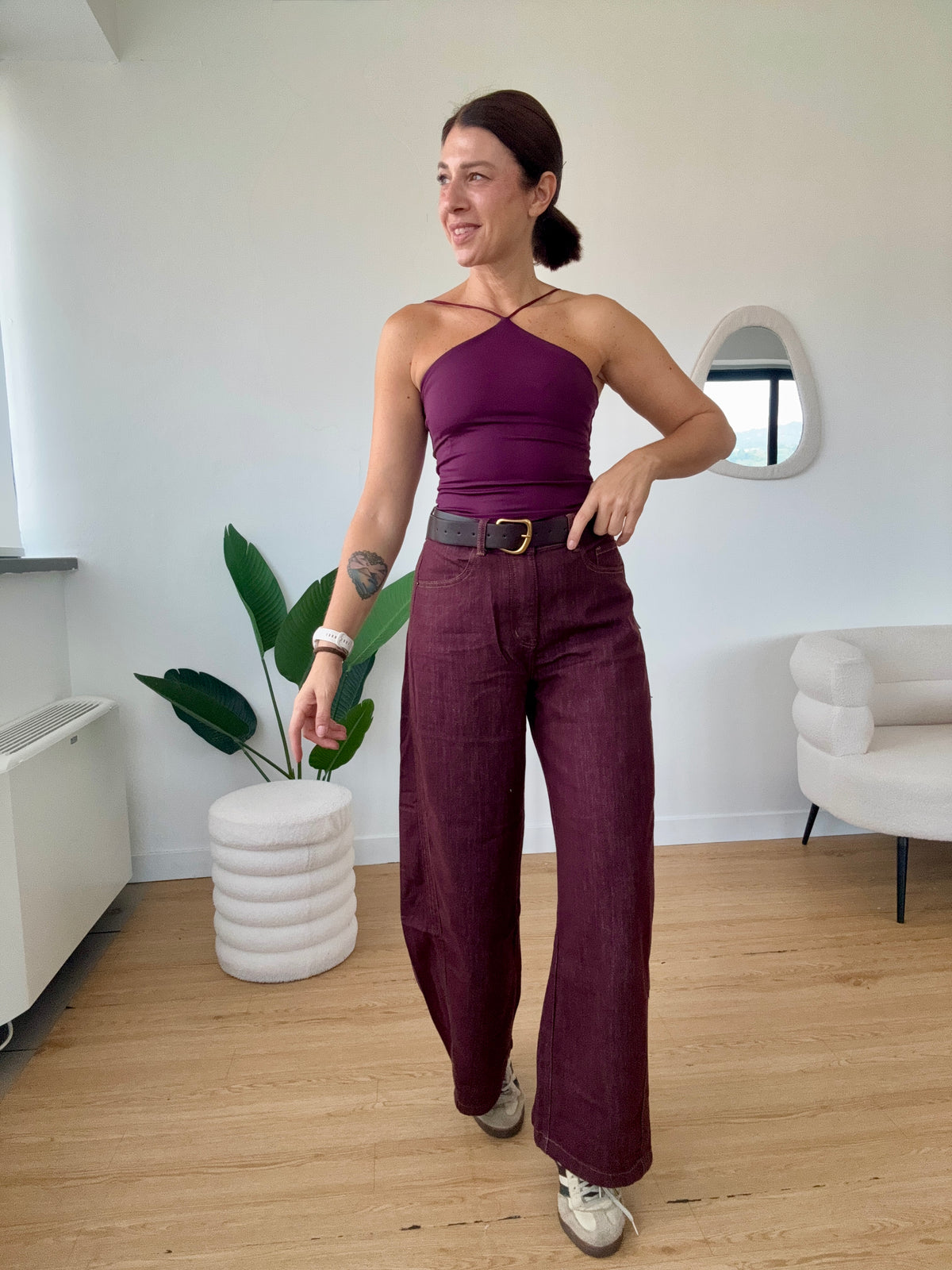 Jeans barrel bordeaux