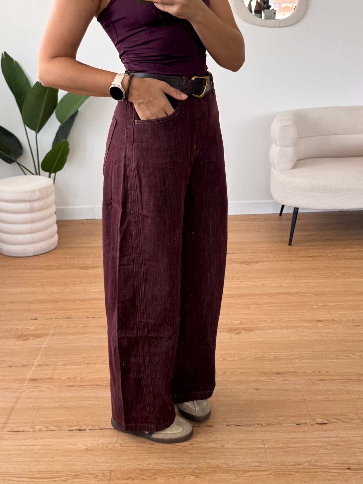 Jeans barrel bordeaux
