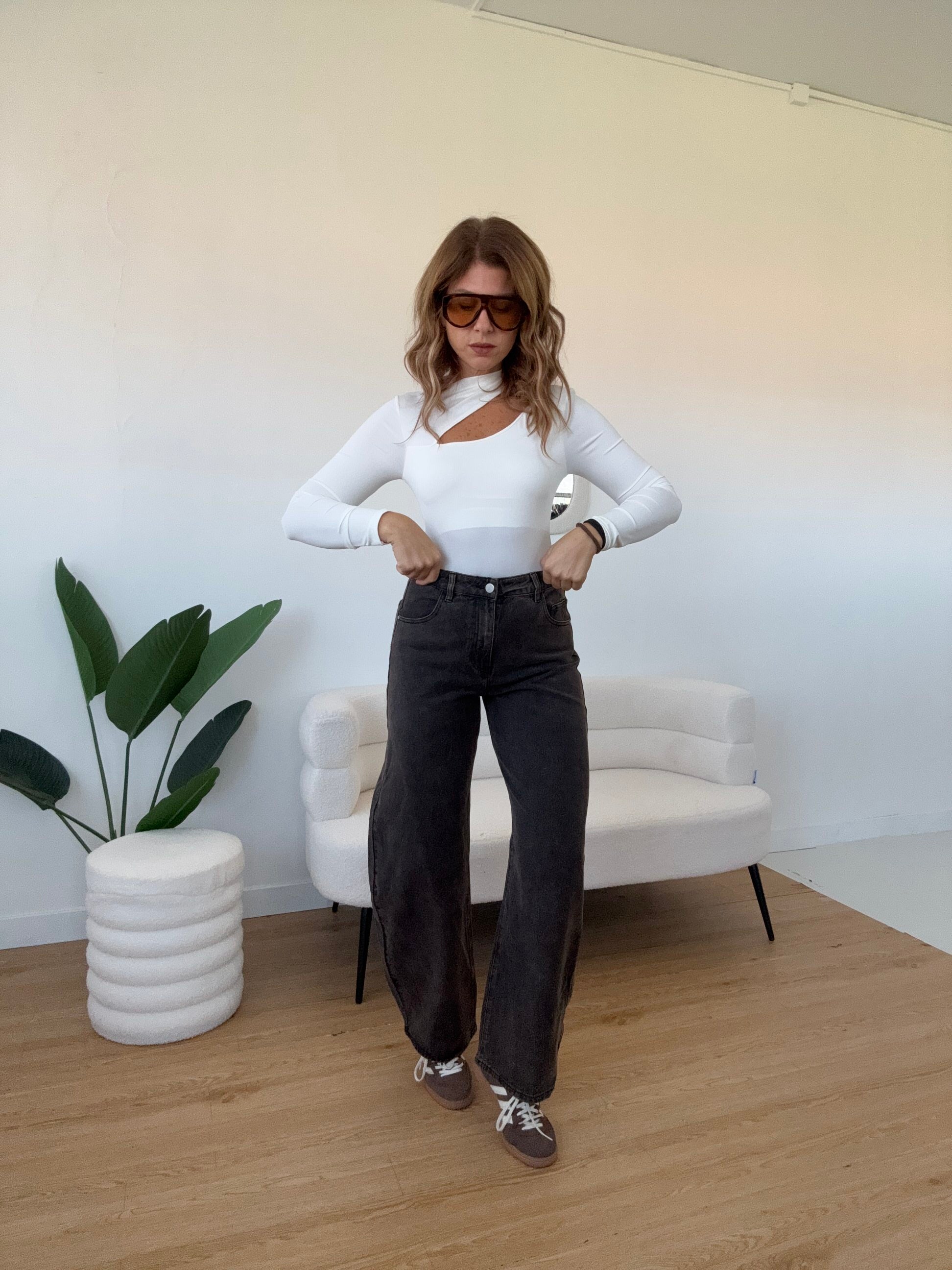 Jeans balloon marroni slavati by Lumina
