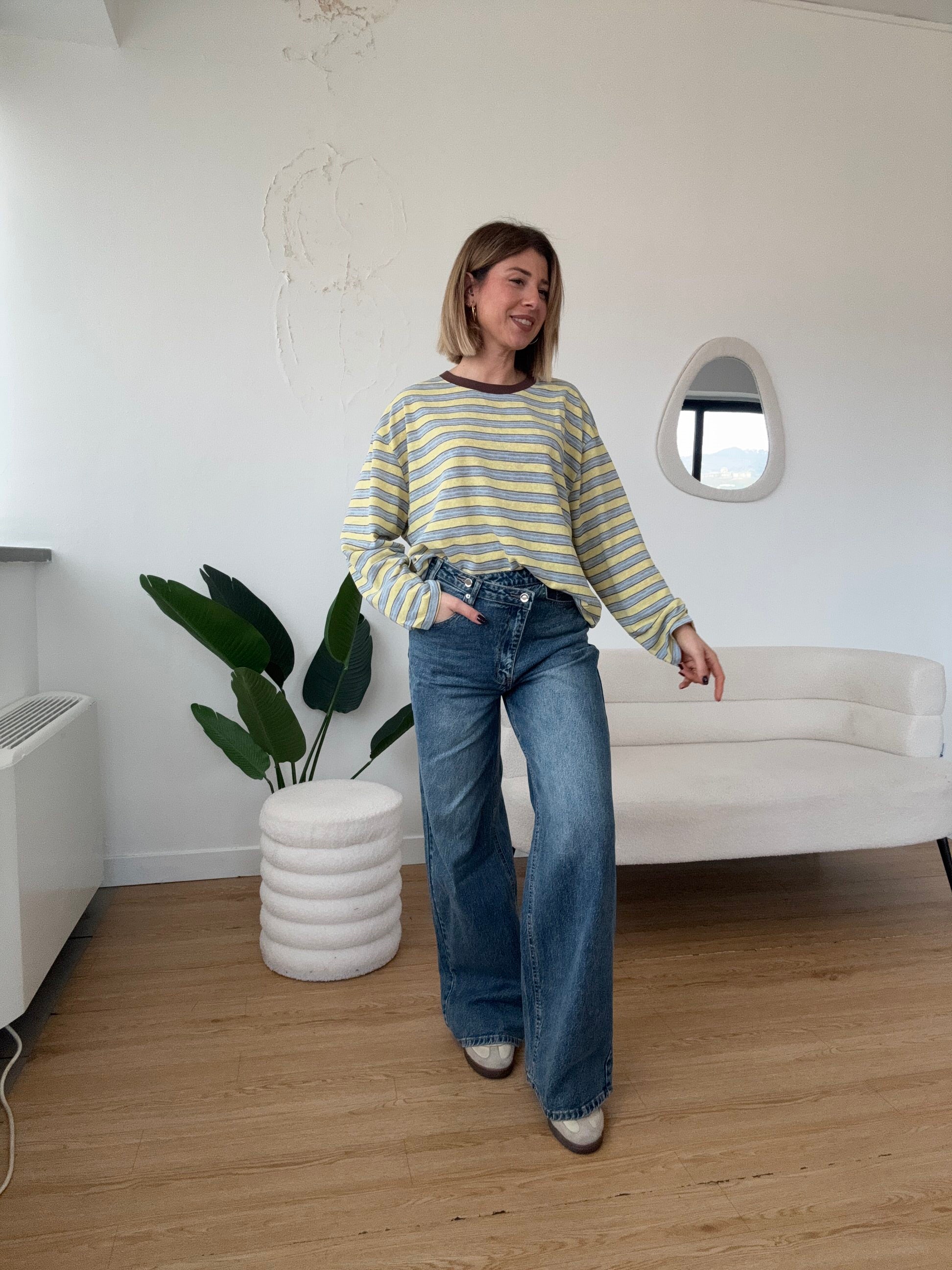 Maglia in cotone over a righe