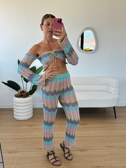Completo lurex top e pantaloni
