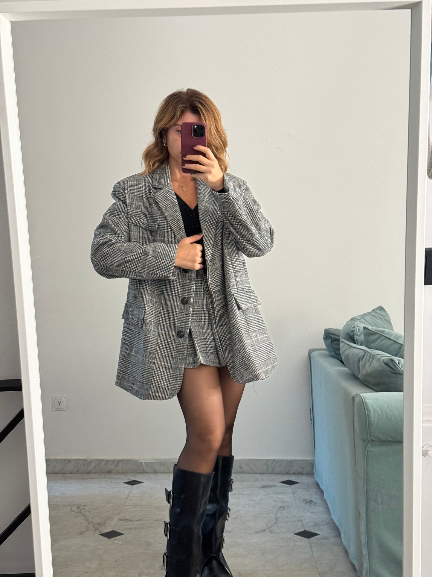 Blazer pied de poule oversize