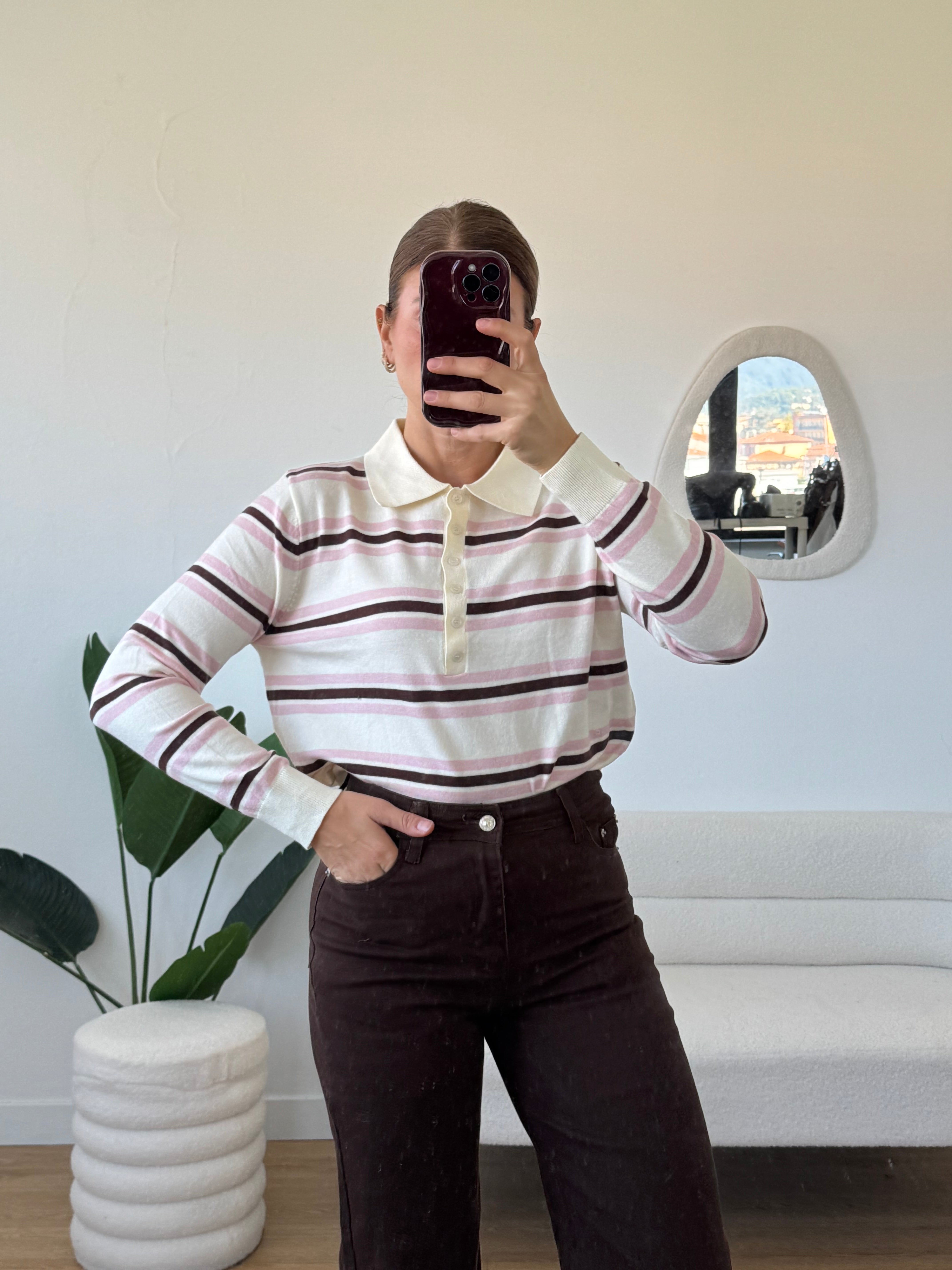 Polo in maglia a righe