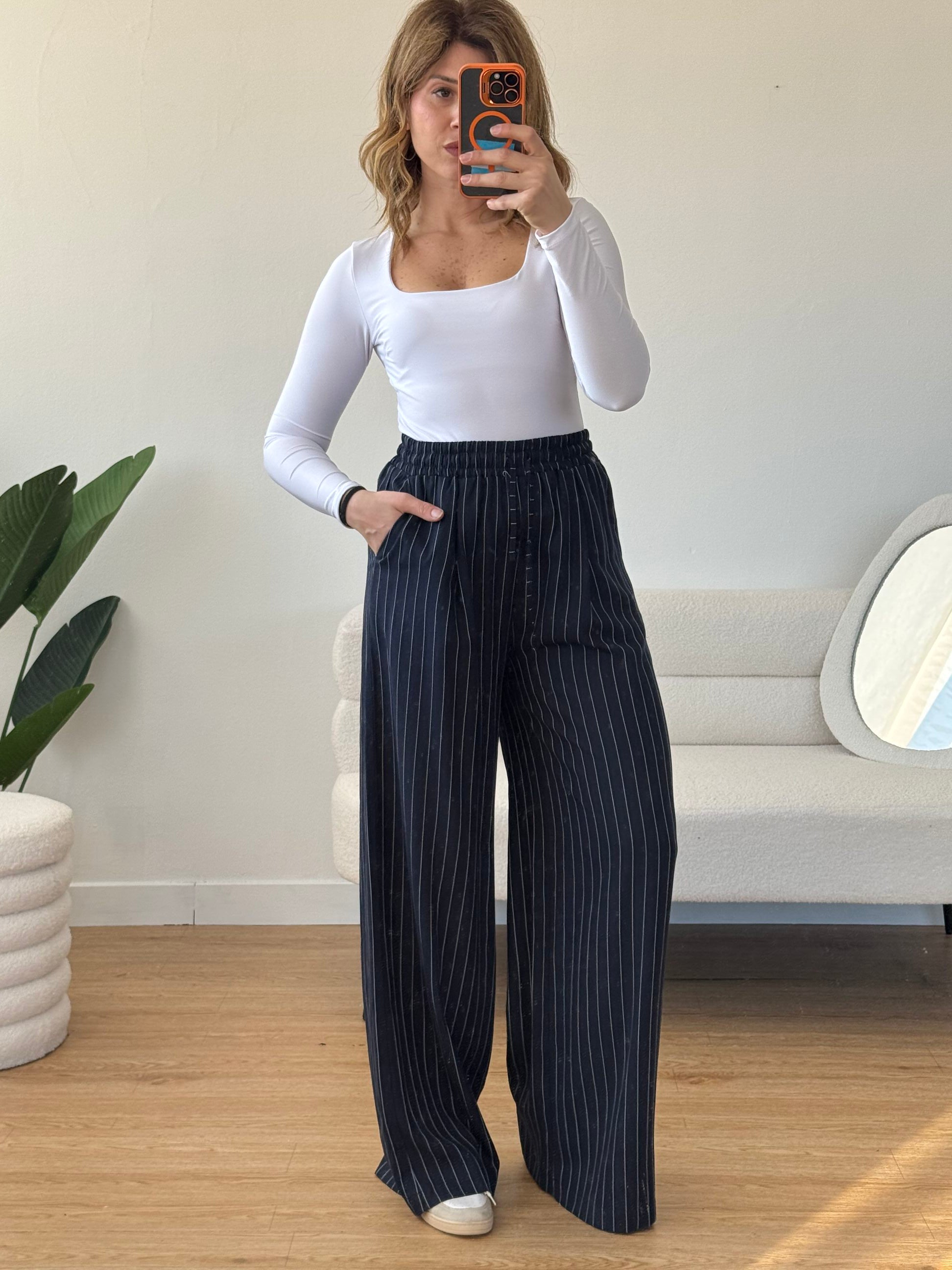 Pantaloni jogger gessati