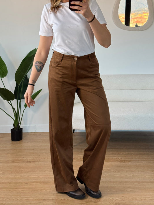 Pantaloni suede lumina marroni