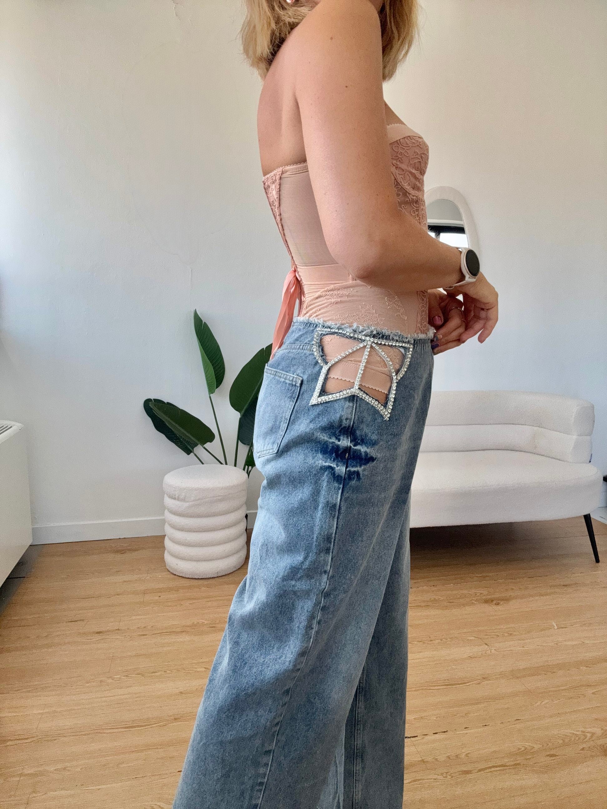 Jeans dettaglio strass stella