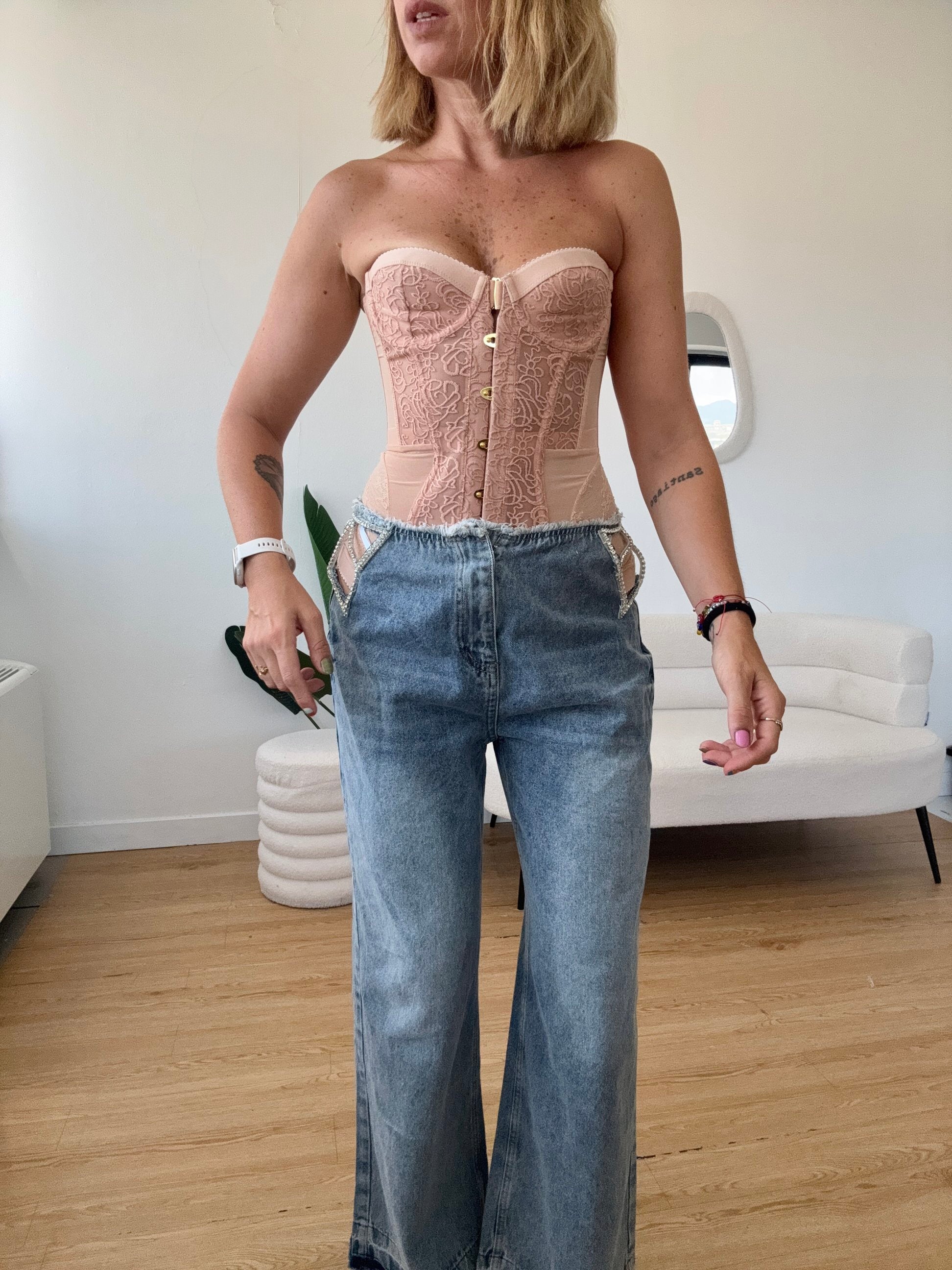 Jeans dettaglio strass stella