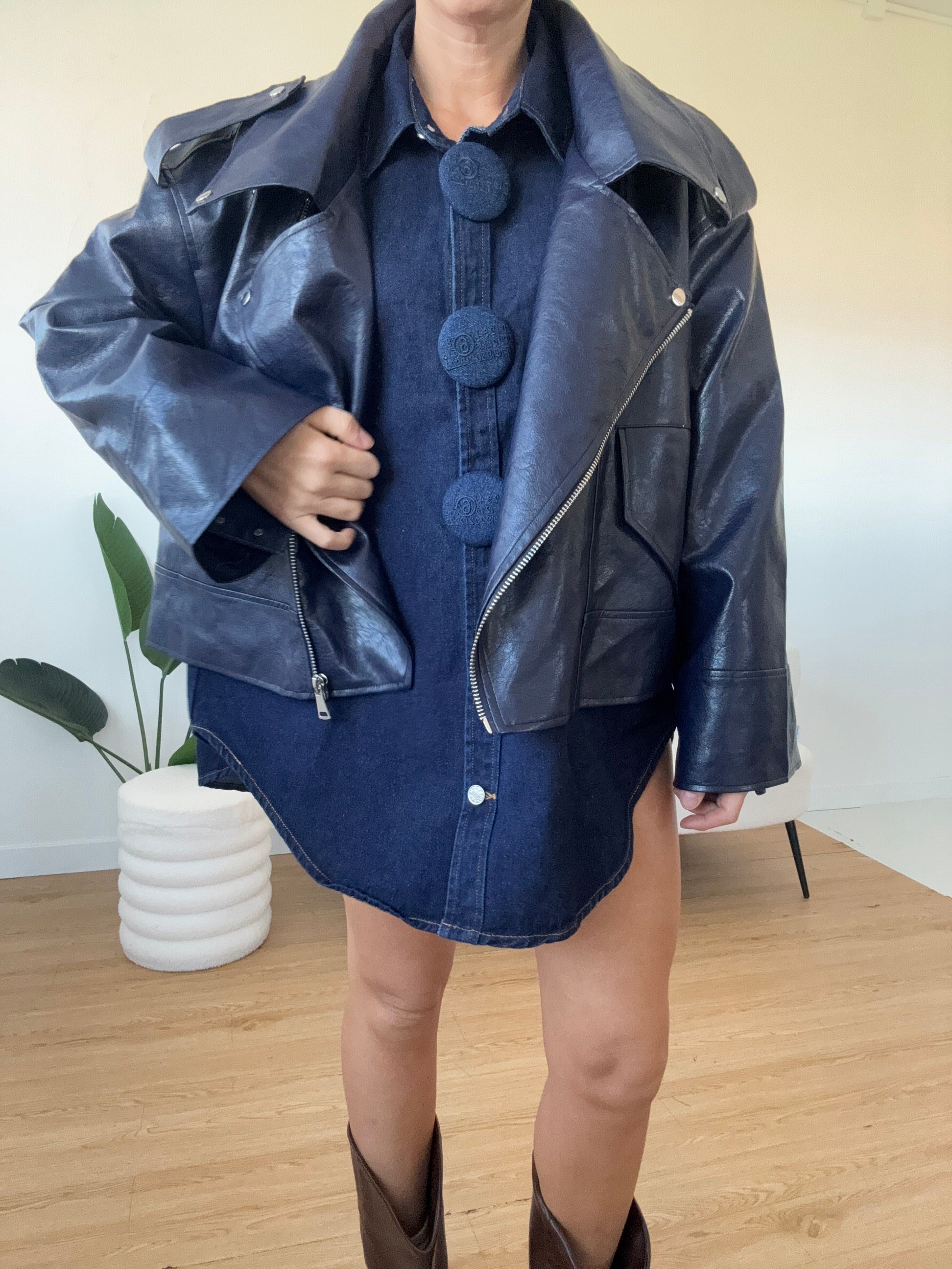 Chiodo ecopelle oversize new model