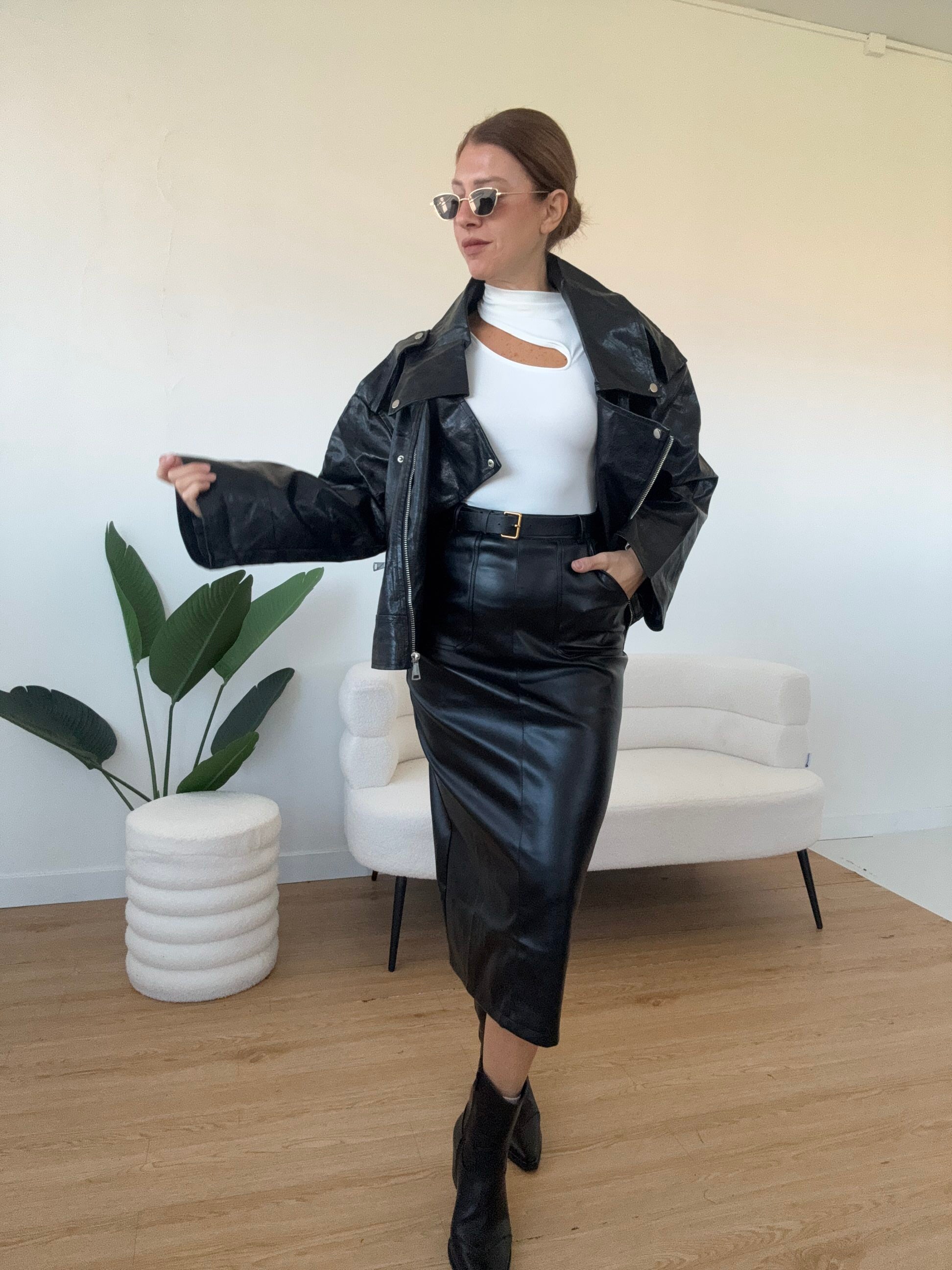 Chiodo ecopelle oversize new model