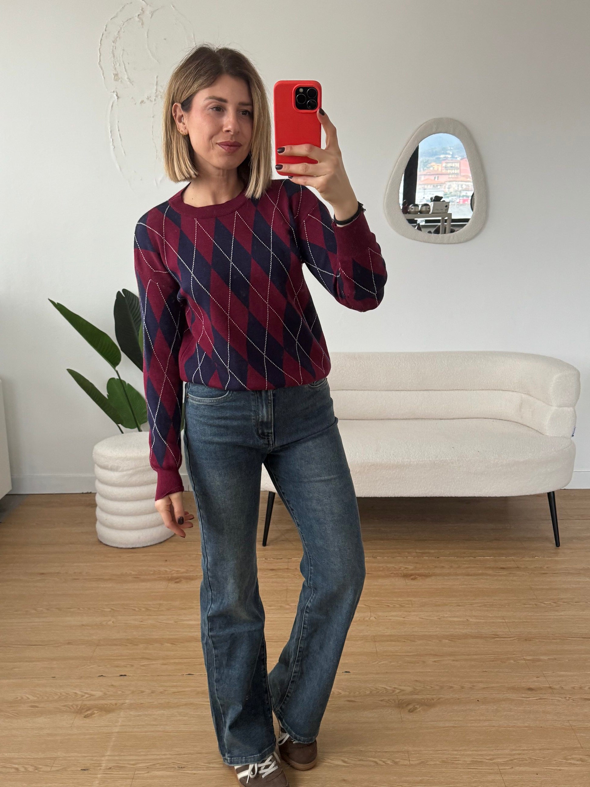 Jeans wide leg lavaggio medio vita alta