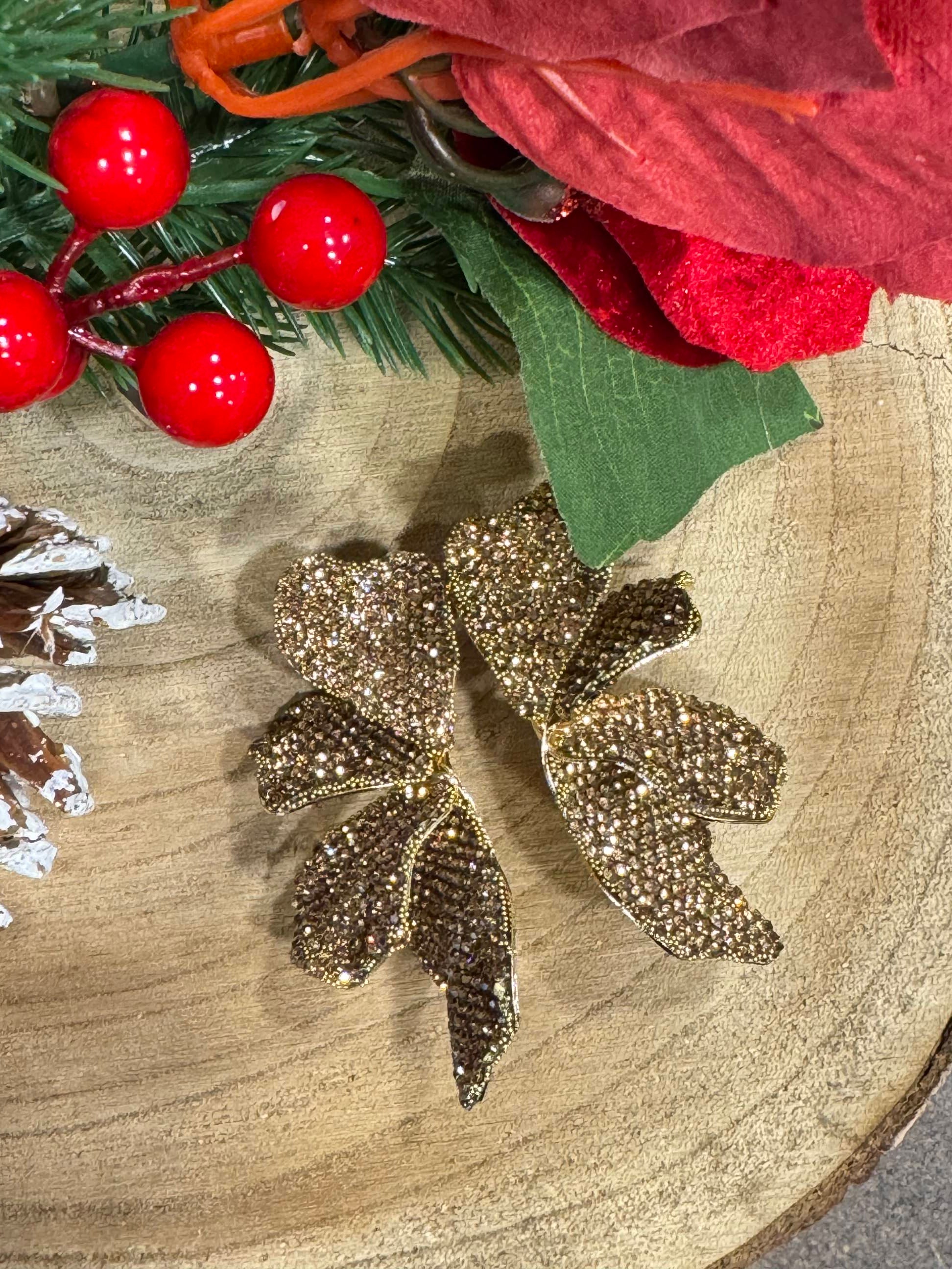 Maxi orecchini strass half flower