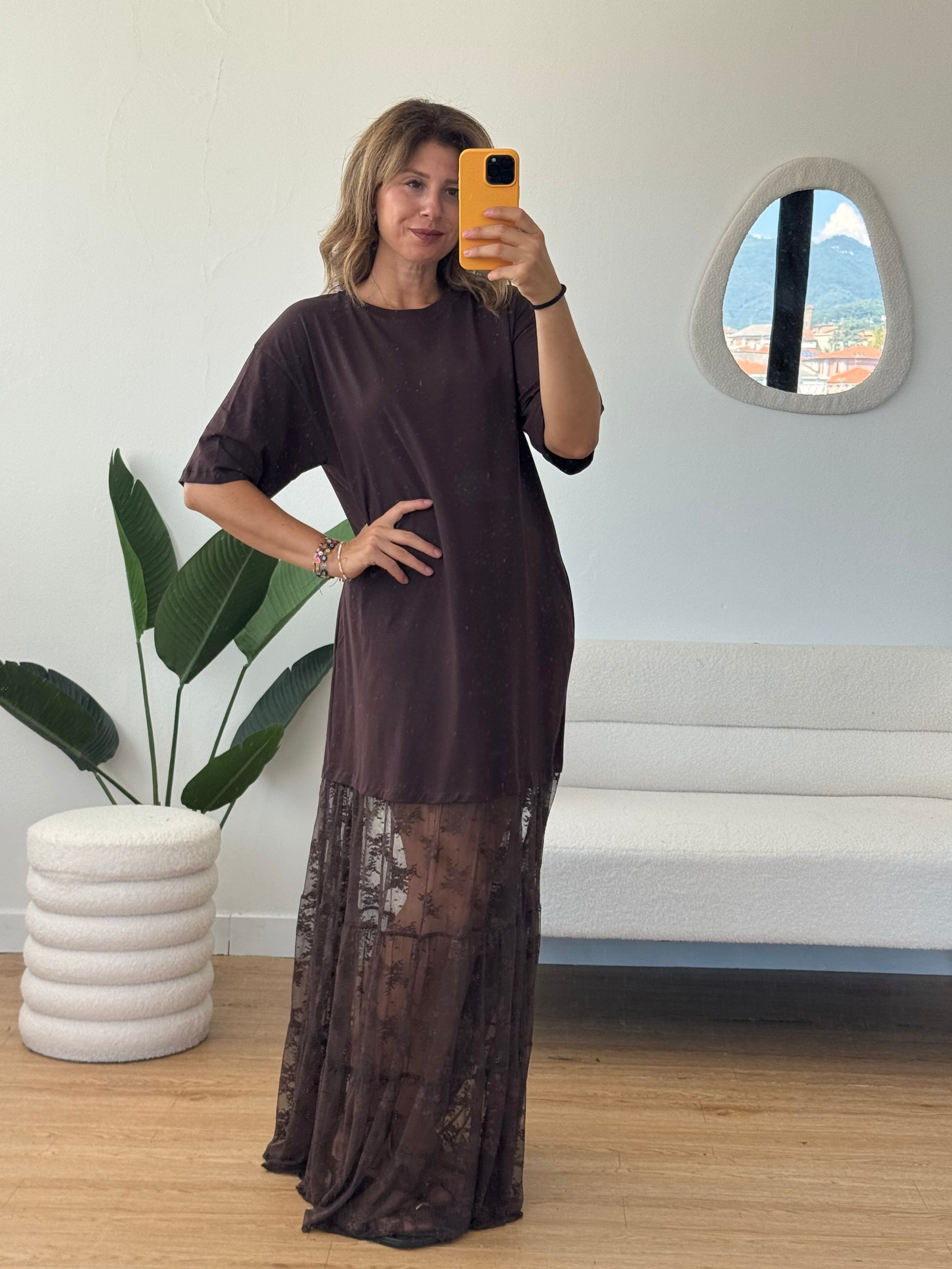 Abito maxi t shirt e gonna pizzo ny Lumina