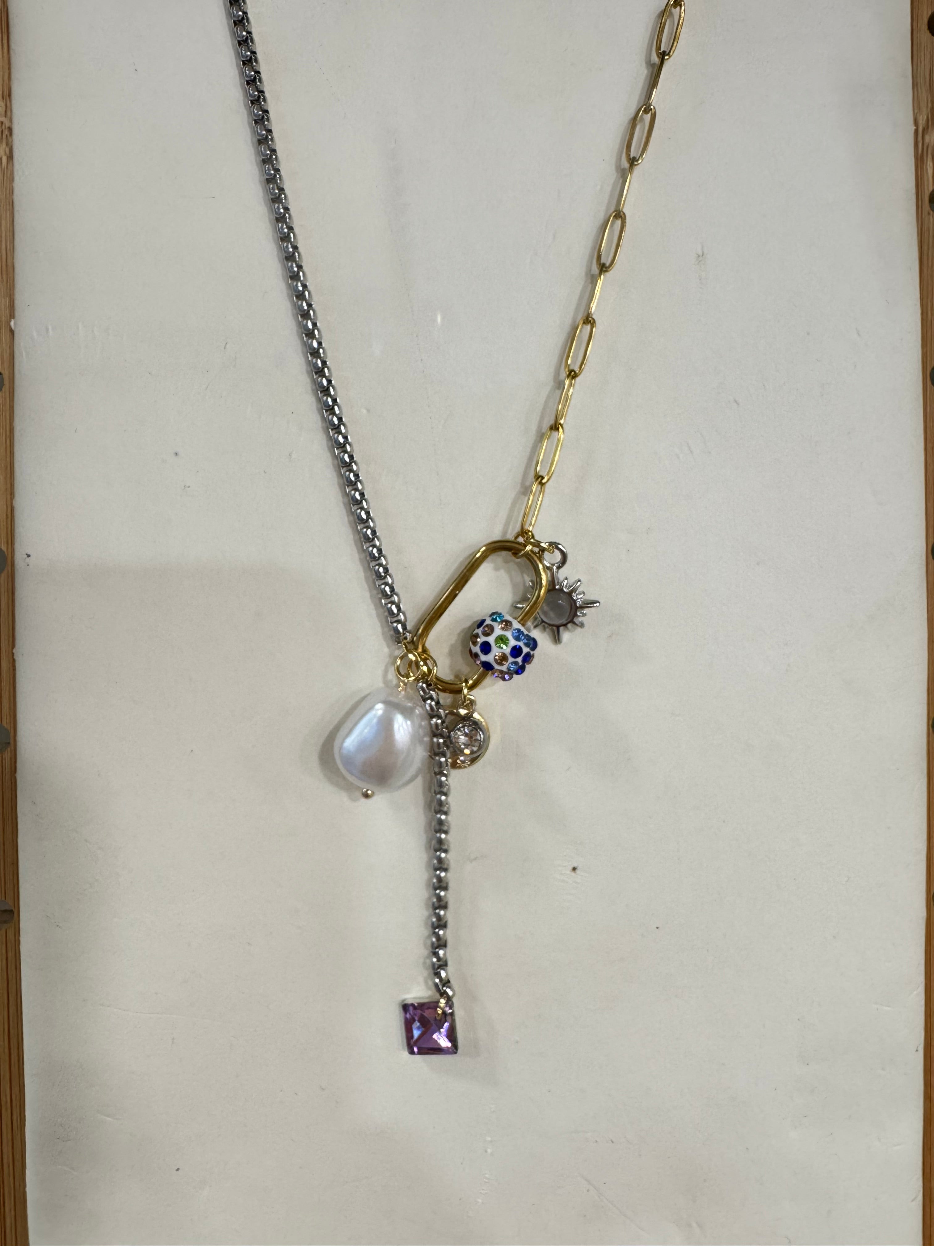 Collana bicolor moschettone