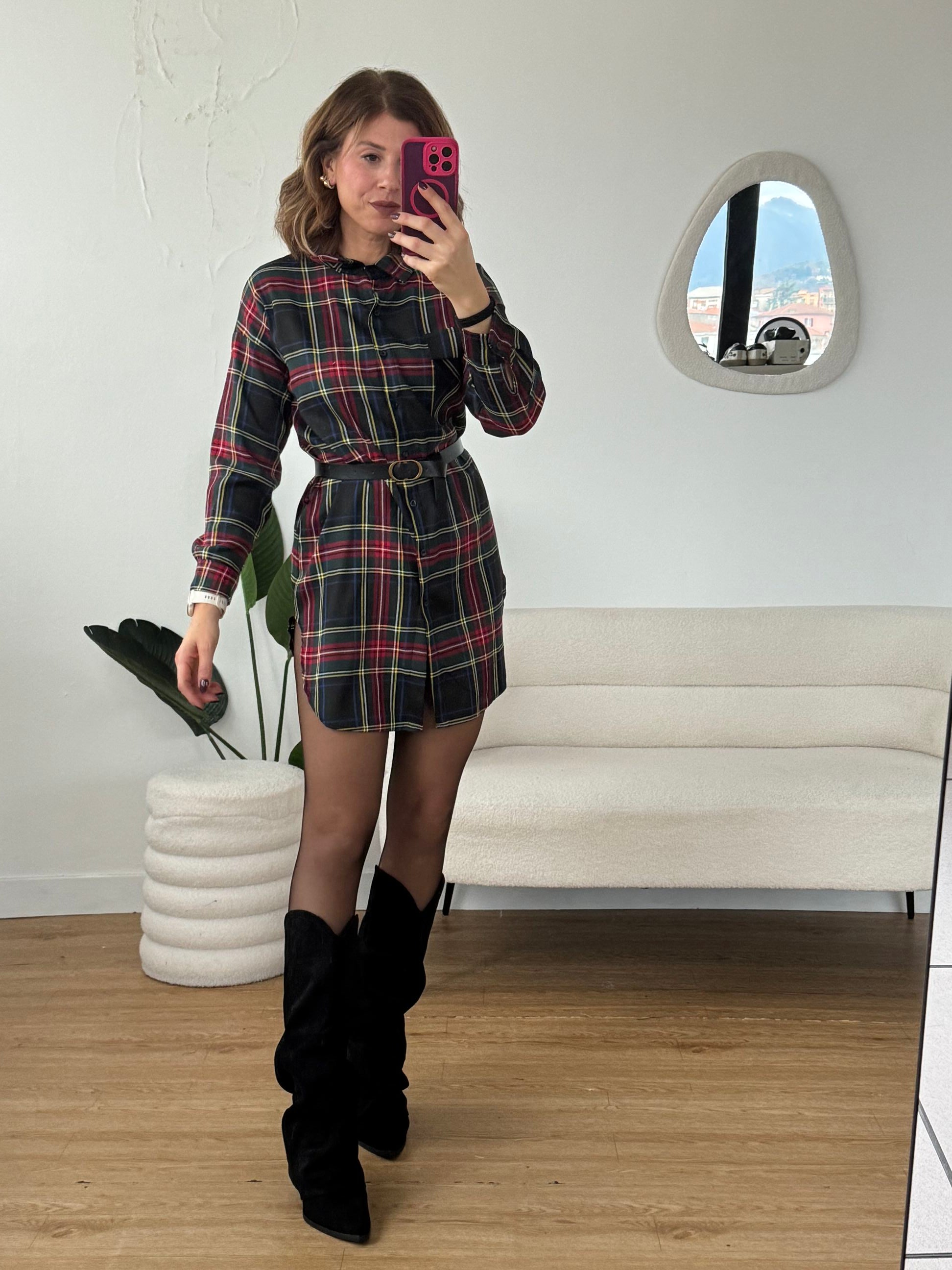 Chemisier tartan con cintuta