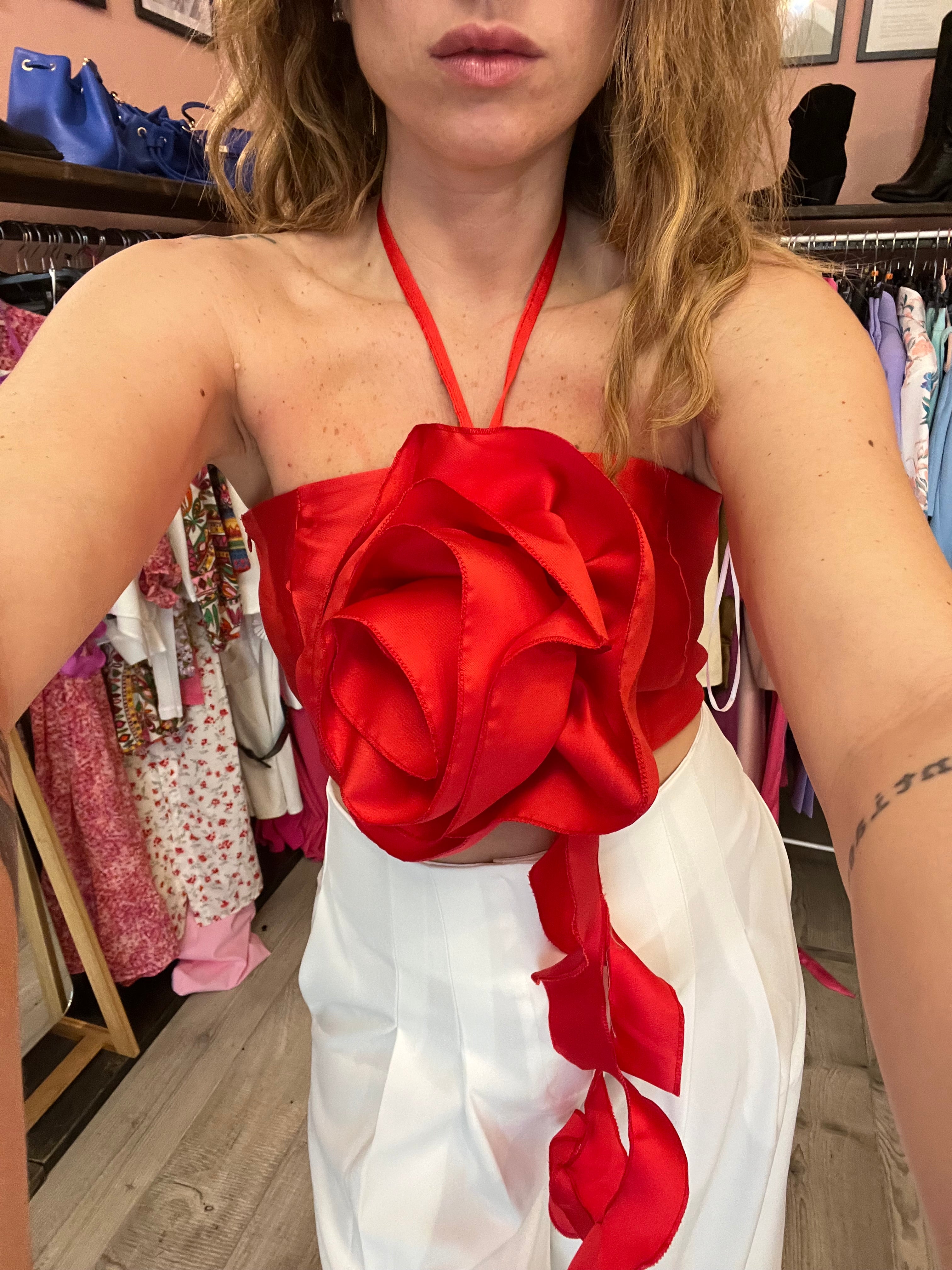 Top Lumina raso maxi rosa