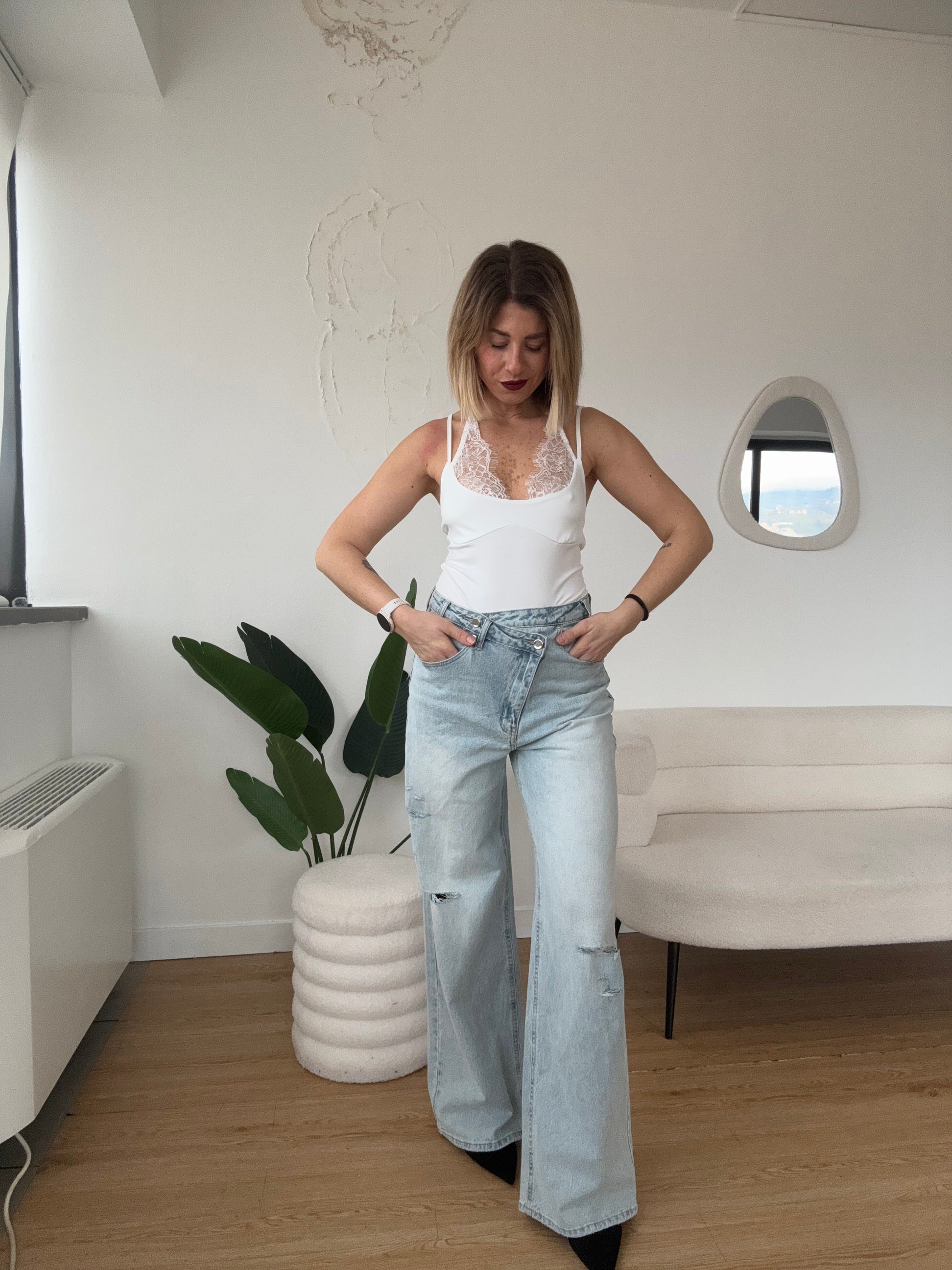 Body canotta con pizzo