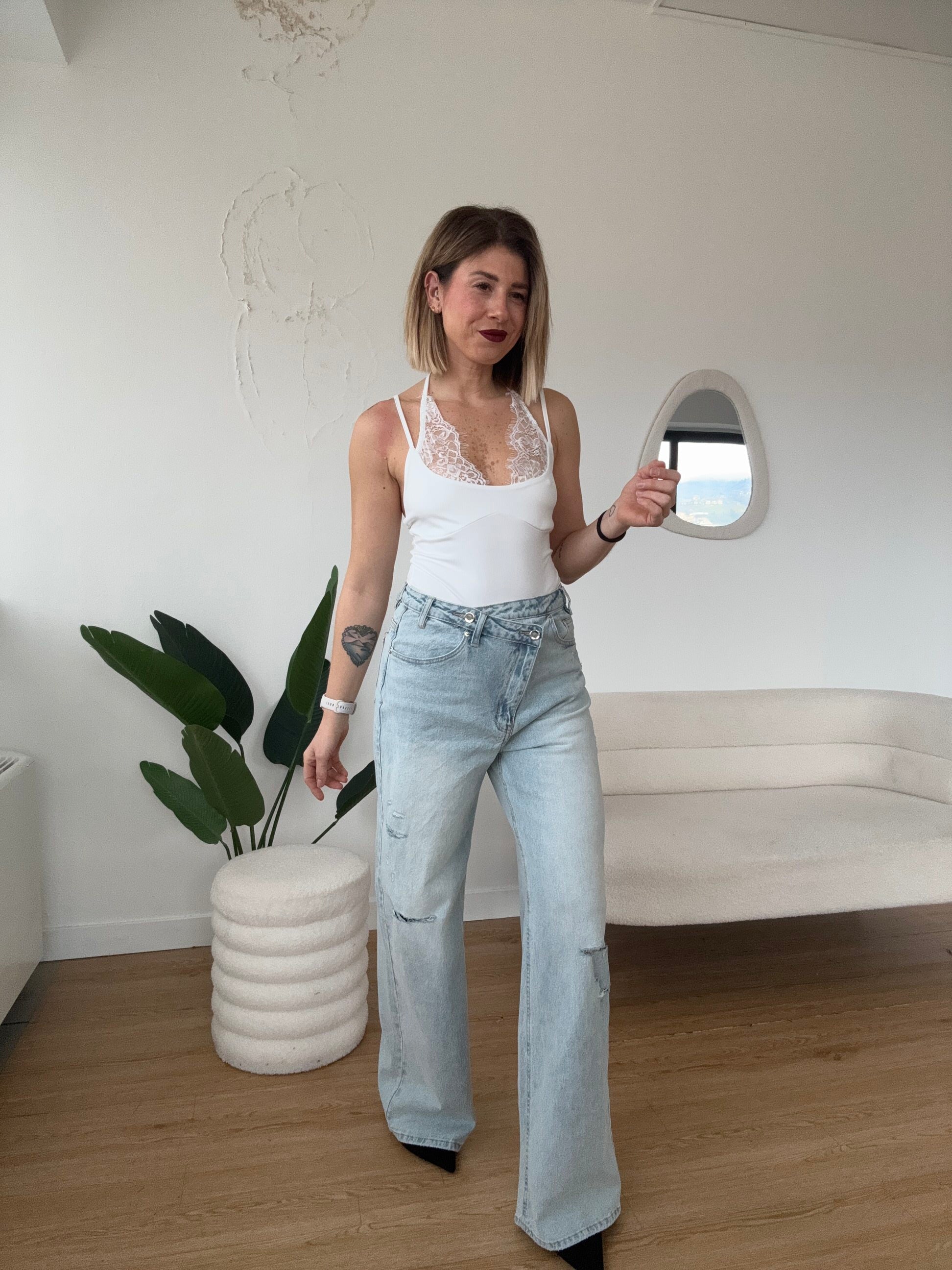 Body canotta con pizzo