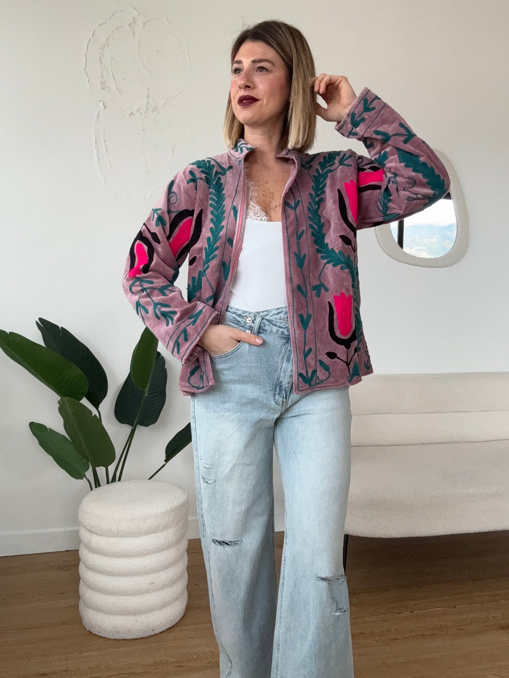 Giacca ricamata con fodera QUATTORDICI